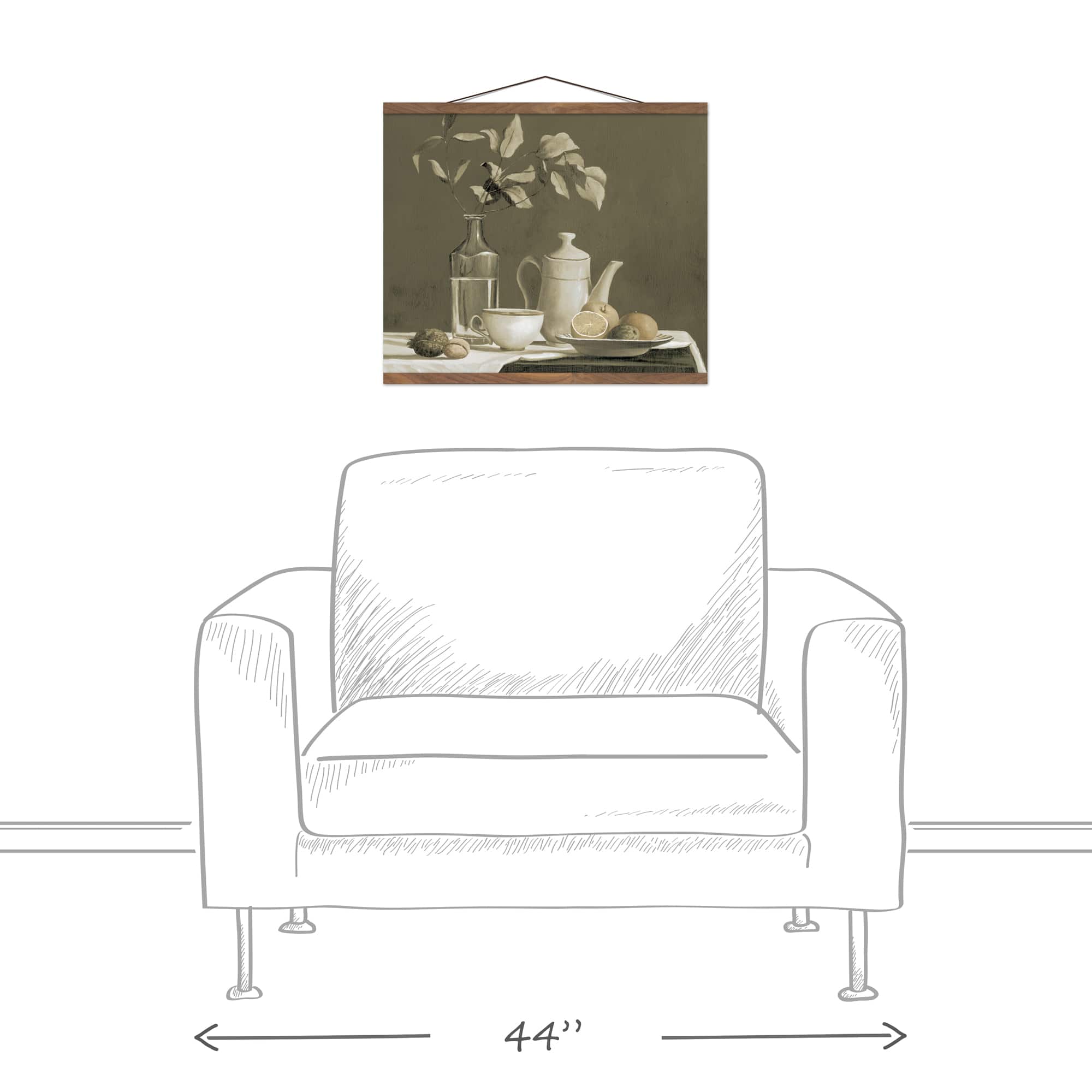 Antique Still Life Teak Hanging Canvas