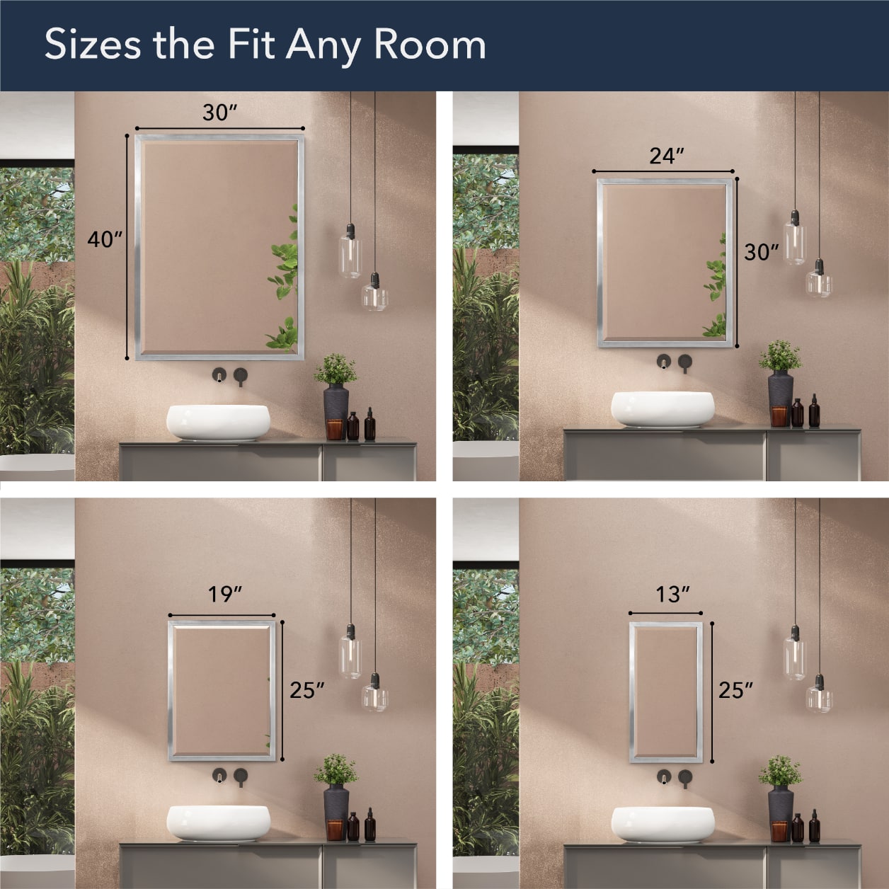 Head West Brushed Nickel Stainless Steel Beveled Accent Vanity Mirror