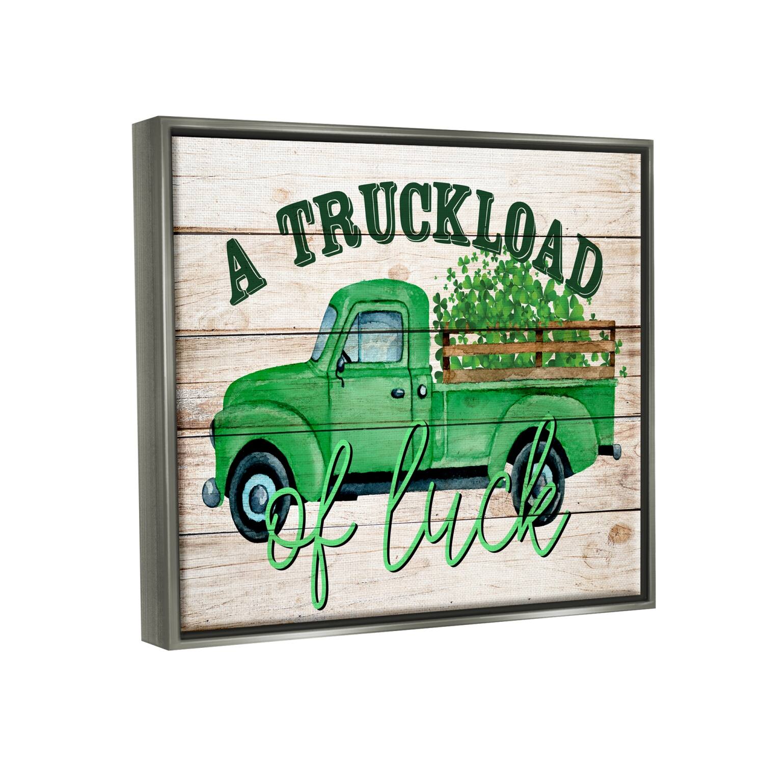 Stupell Industries Truckload Of Luck St Patrick's Day Farmhouse Floater Framed Art