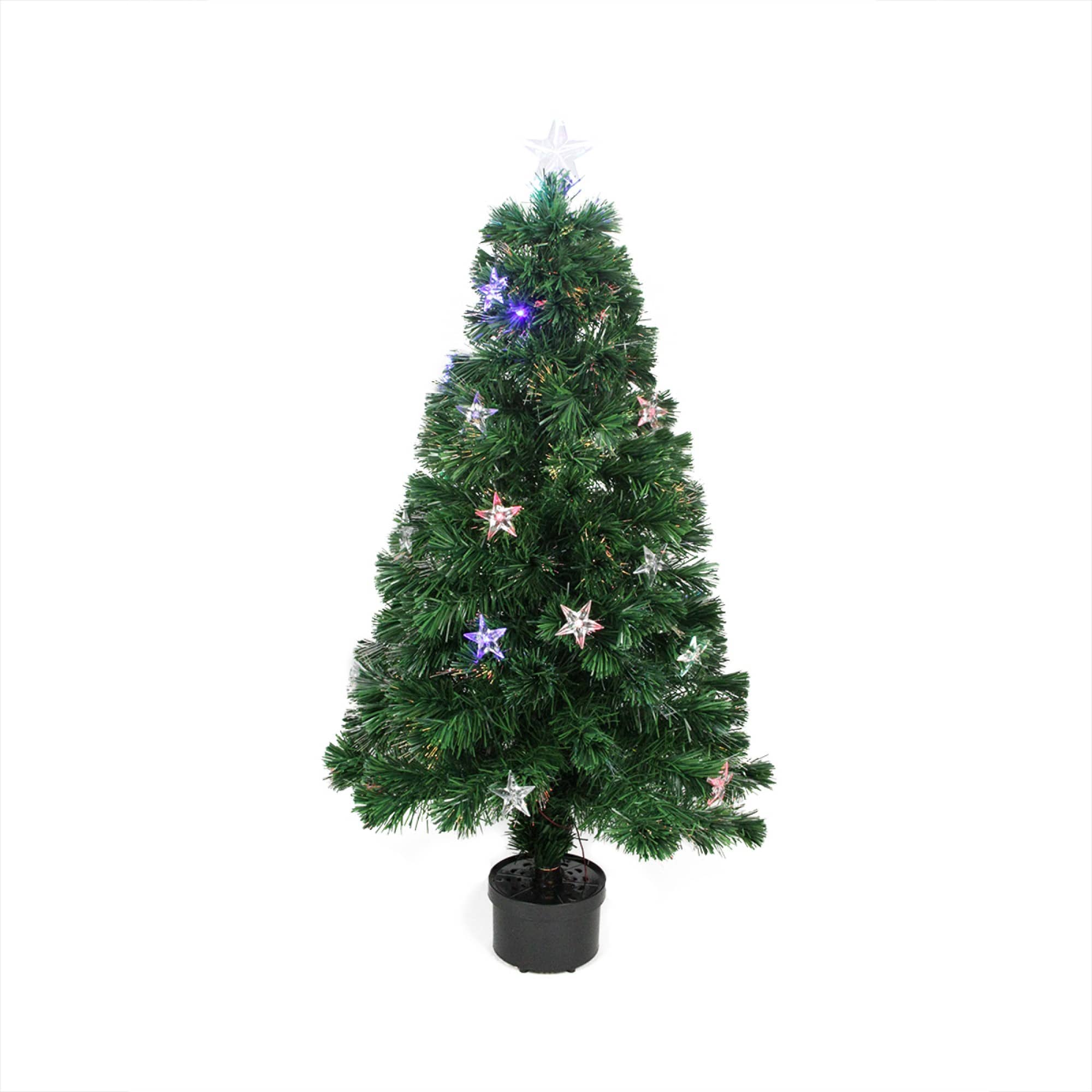 Northlight 4ft. Pre-Lit Fiber Optic Artificial Christmas Tree with Stars, Multicolor LED Lights