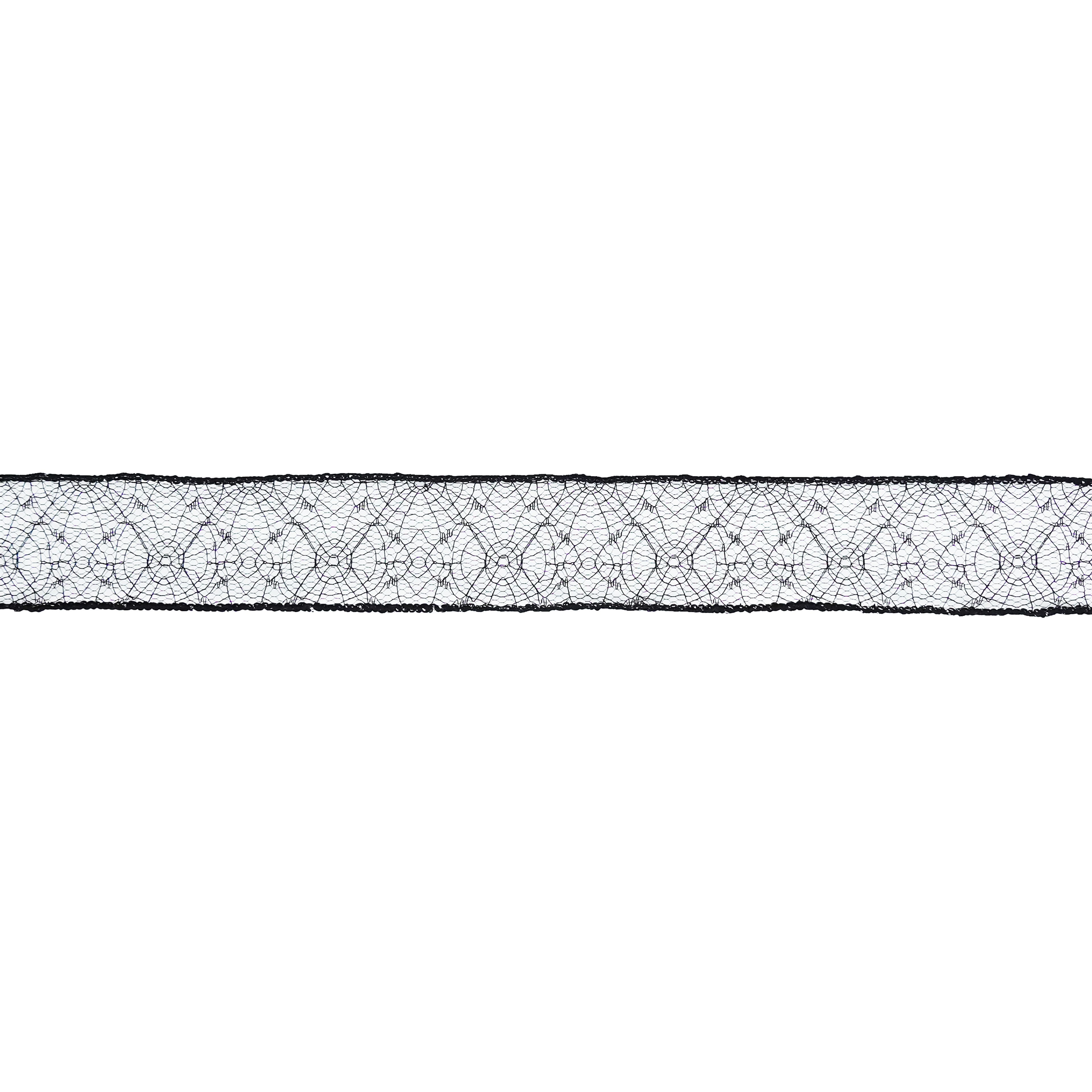 1.5" x 10yd. Black Spiderweb Wired Ribbon by Celebrate It®
