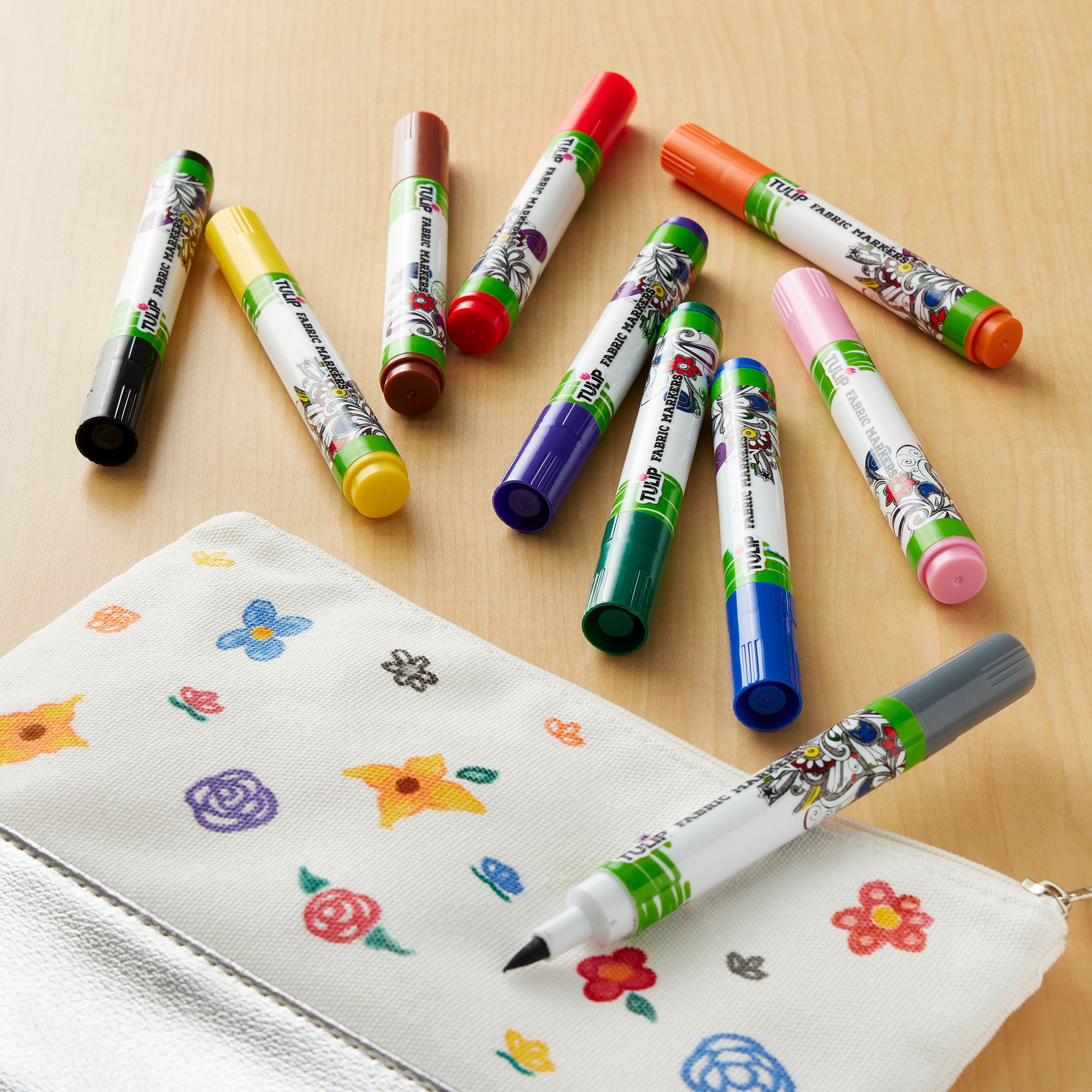 12 Packs: 10 ct. (120 total) Tulip® Fabric Markers®, Brush Tip