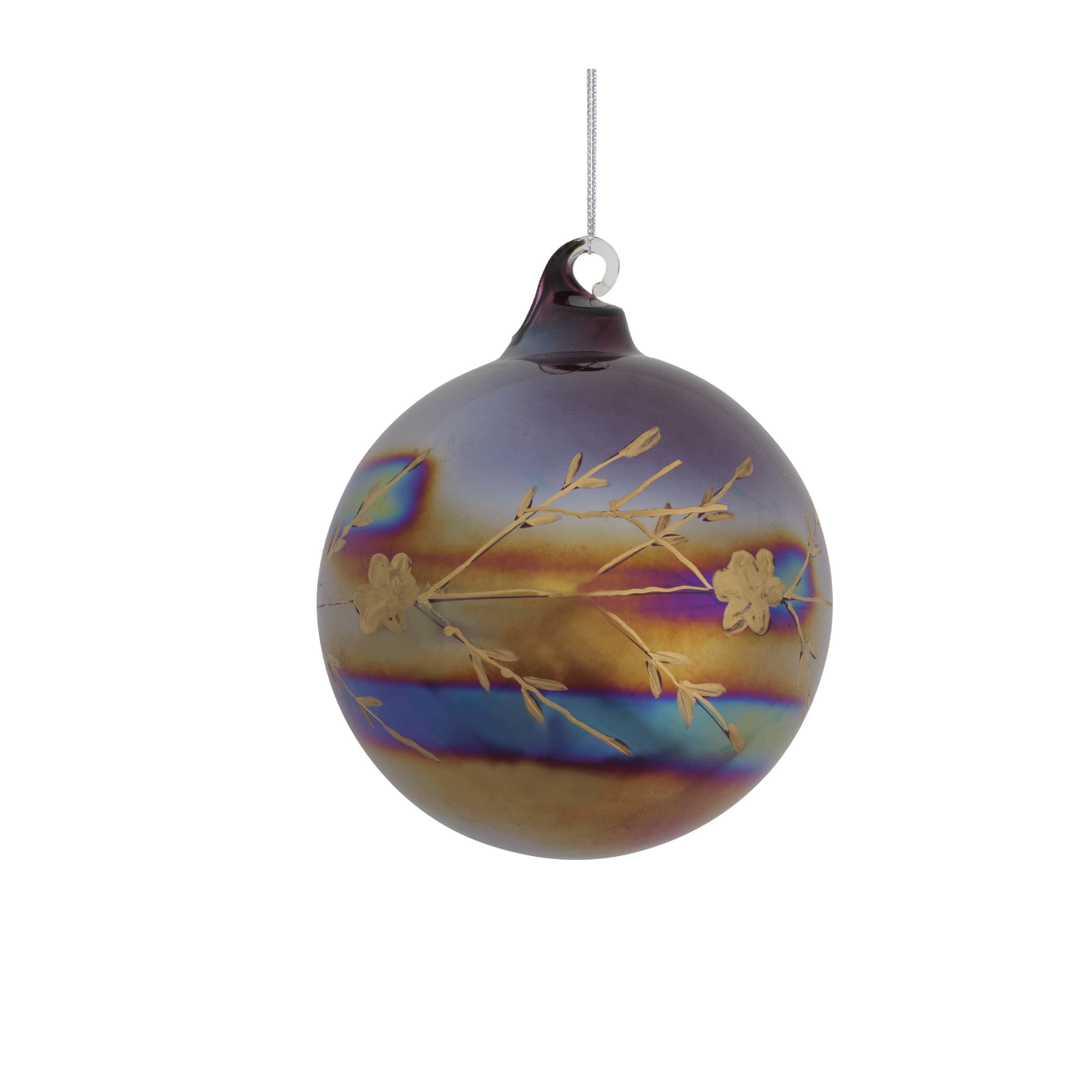 Melrose Iridescent Etched Glass Ornament Set