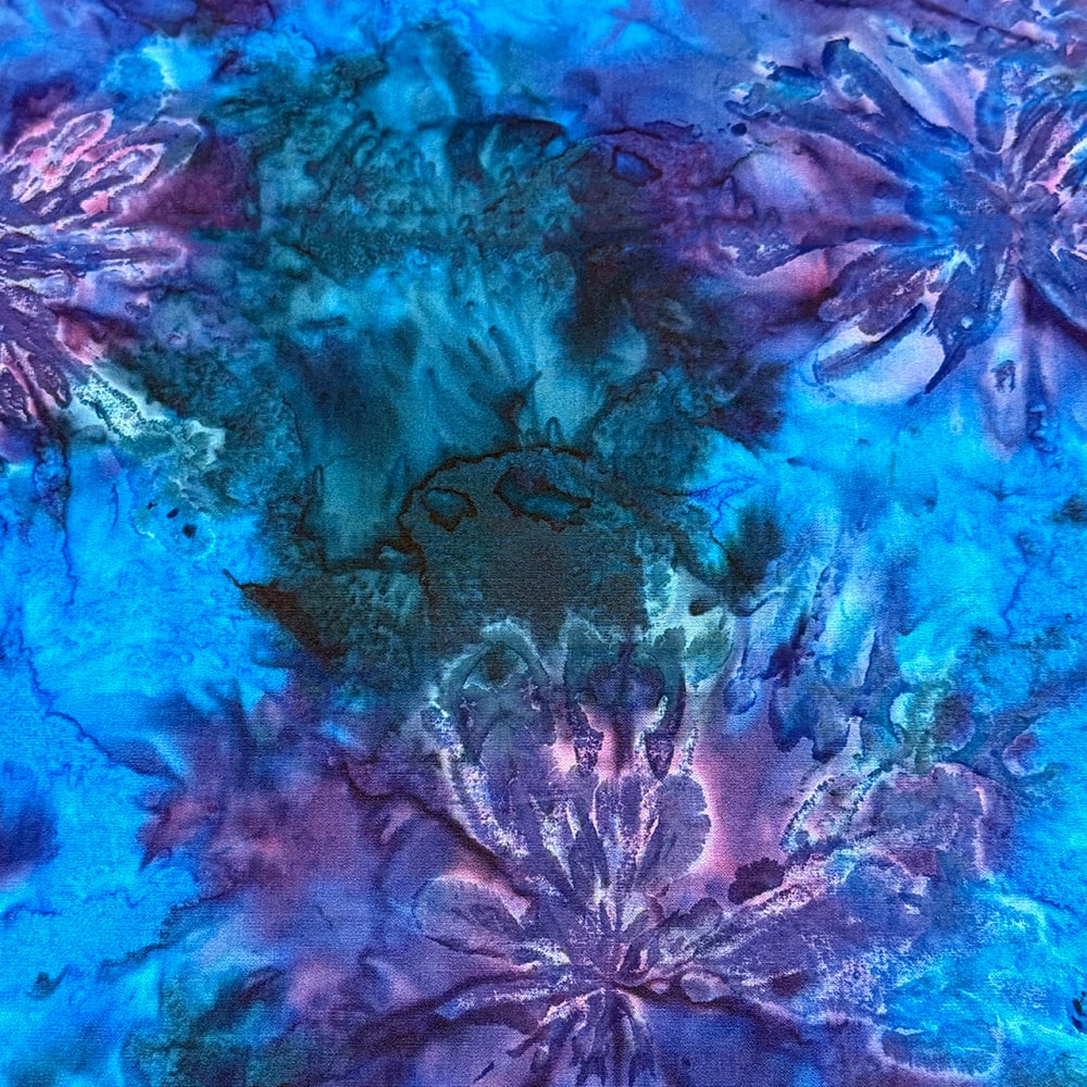 Feldman Premium Indonesian Batik Turquoise & Royal Purple Tie Dye Fabric
