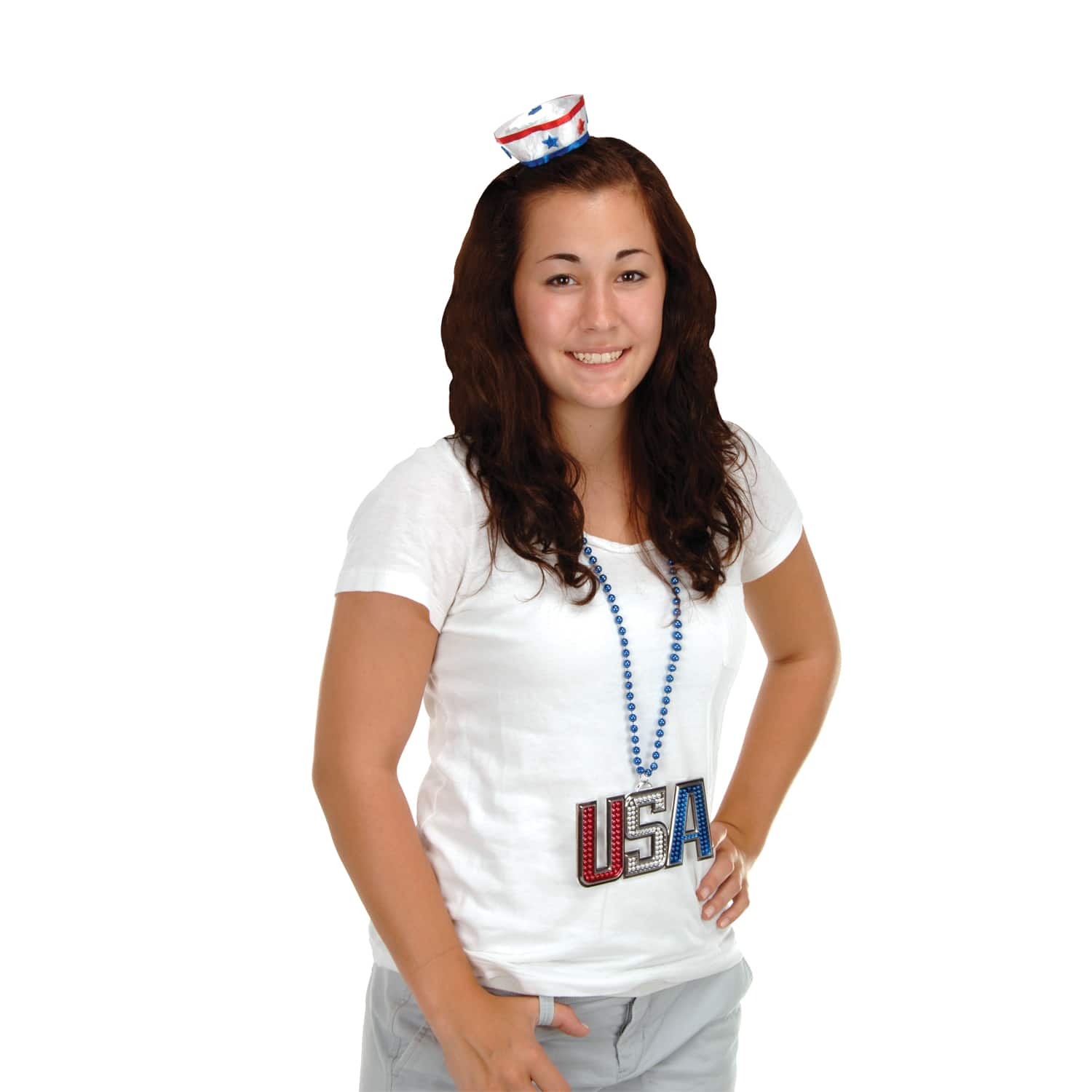 Beistle Adult Red, White & Blue Patriotic Sailor Hat Hair Clips, 2ct.