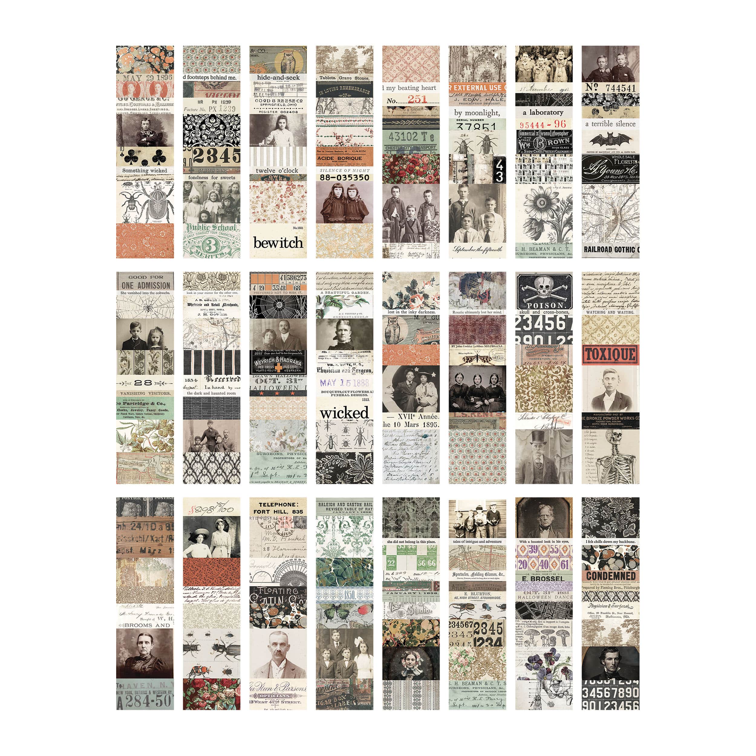 Tim Holtz® Idea-Ology 2.25" x 9" Halloween Collage Paper Strips, 24ct.