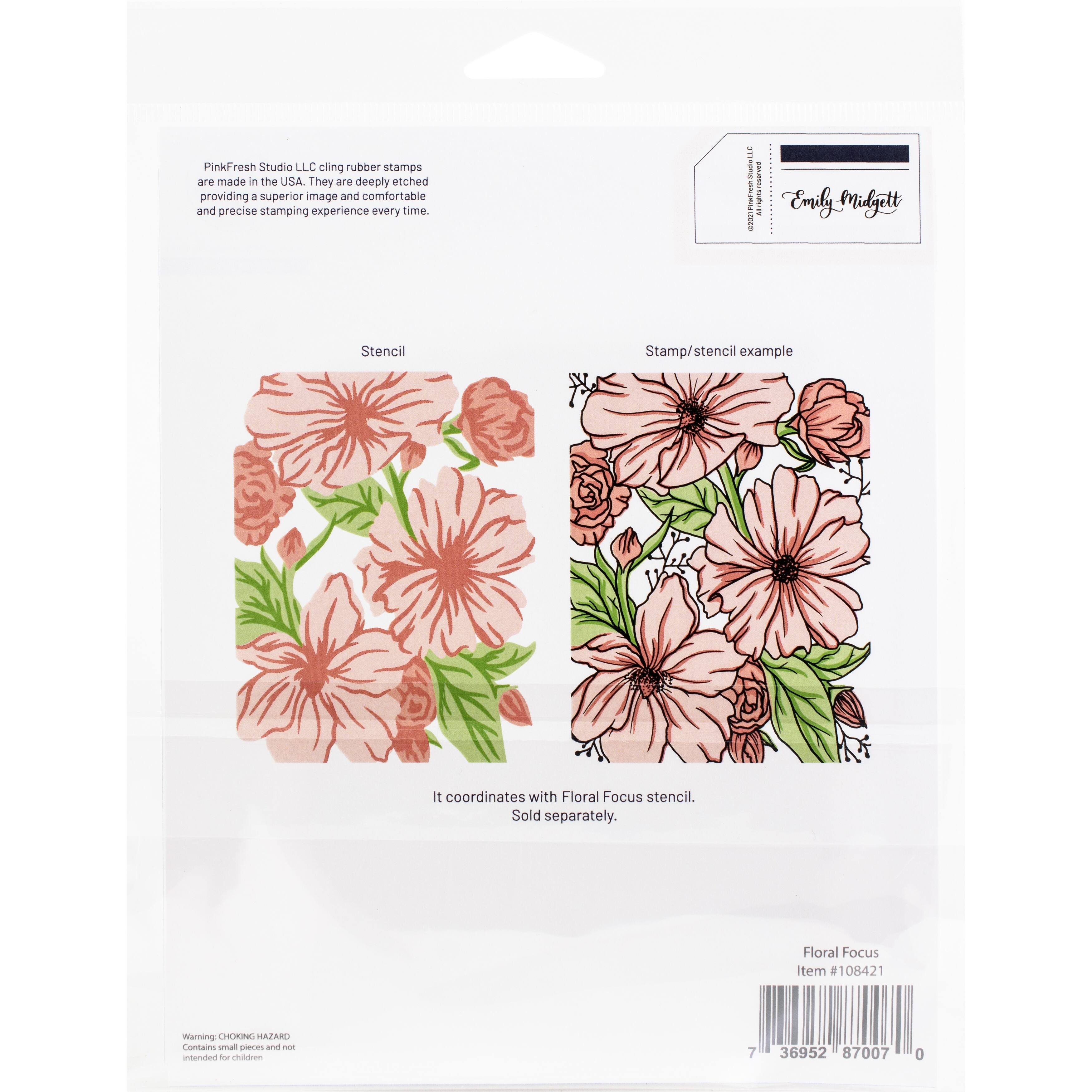 Pinkfresh Studio Floral Focus Cling Rubber Background Stamp