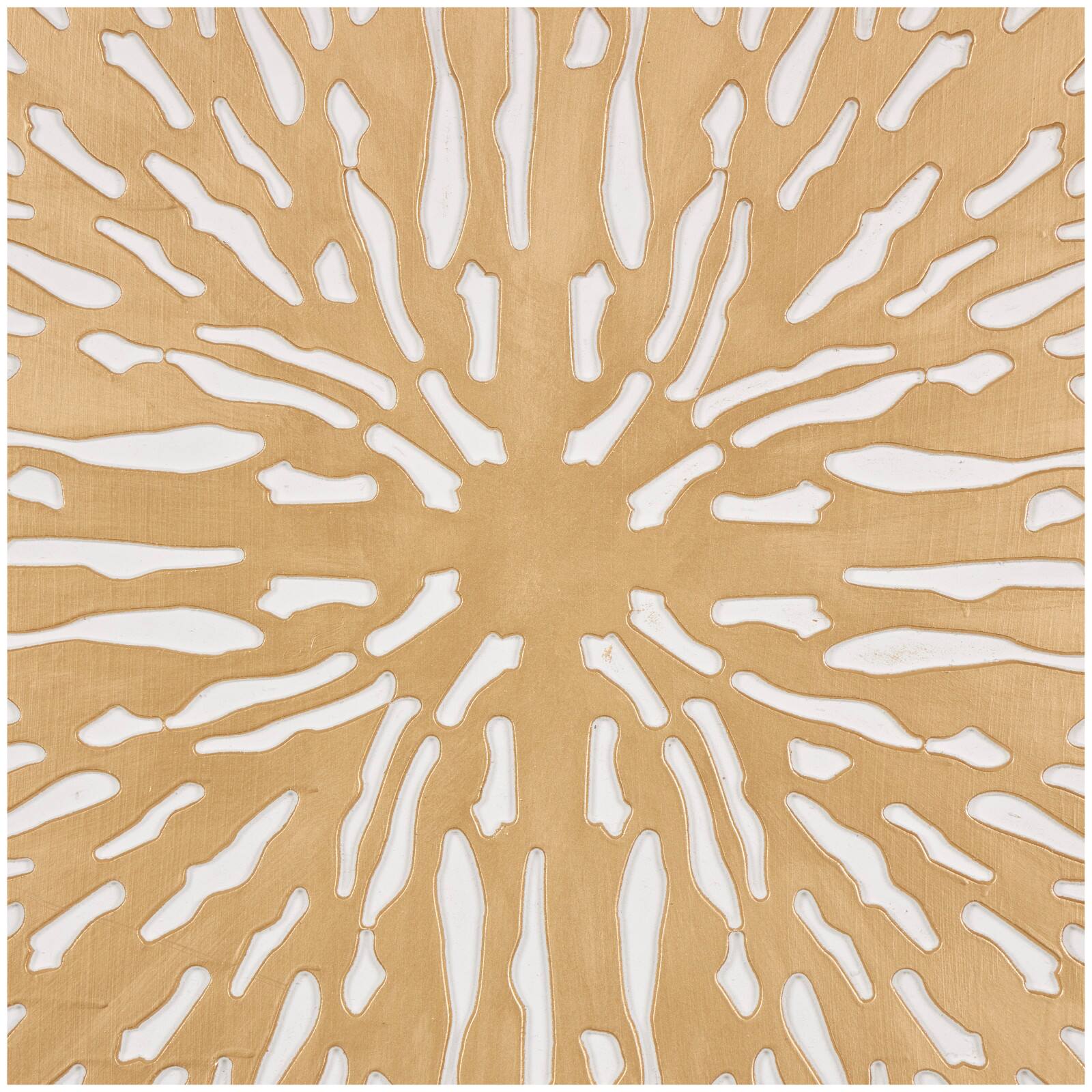 Gold & White Abstract Starburst Carved MDF Wall Décor