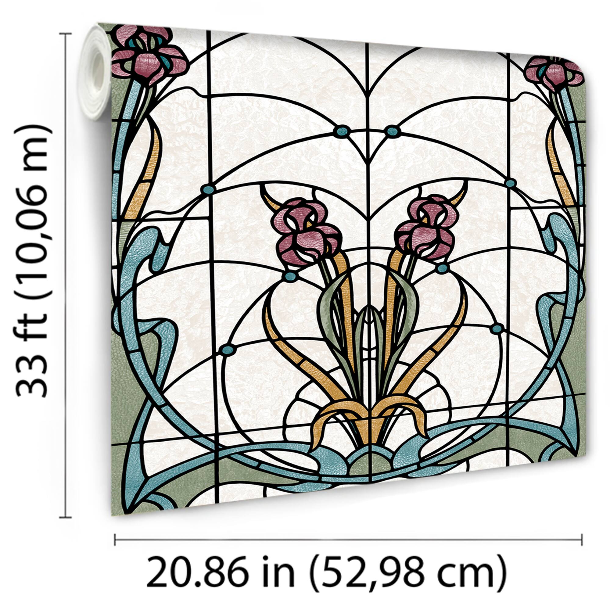 Designs Direct Floral Stained Glass Flower Wallpaper