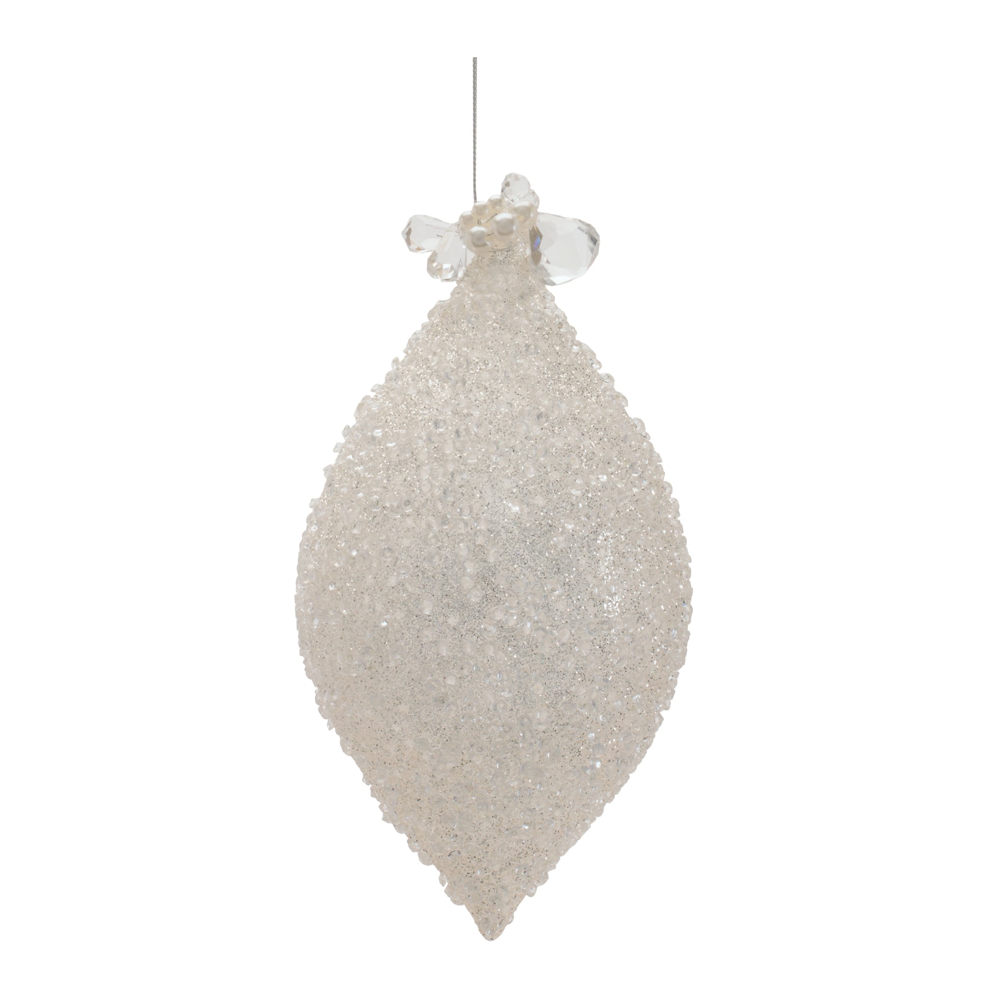 Melrose Silver Glittered Glass Ornaments Set