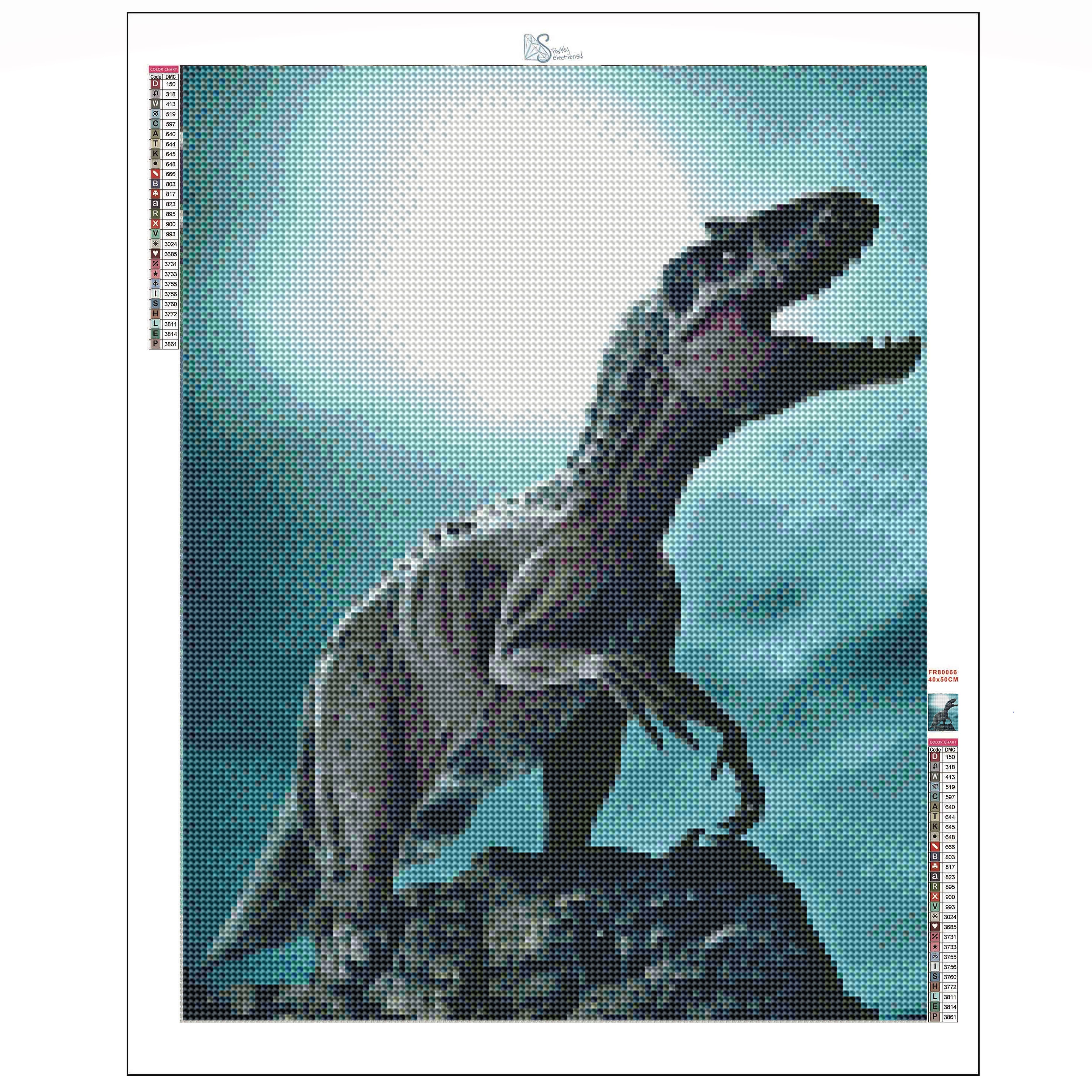 Sparkly Selections Deltadromeus on the Hunt 40cm x 50cm Diamond Painting Kit, Round Diamonds