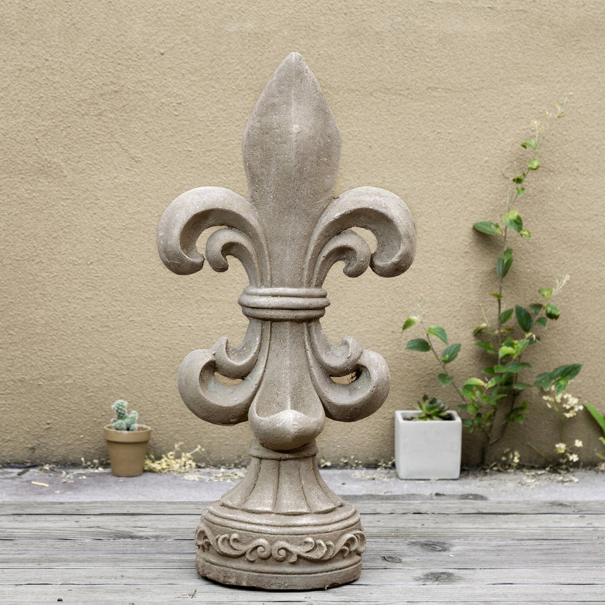 Glitzhome® 27" Standing Fleur-de-Lis Garden Statue