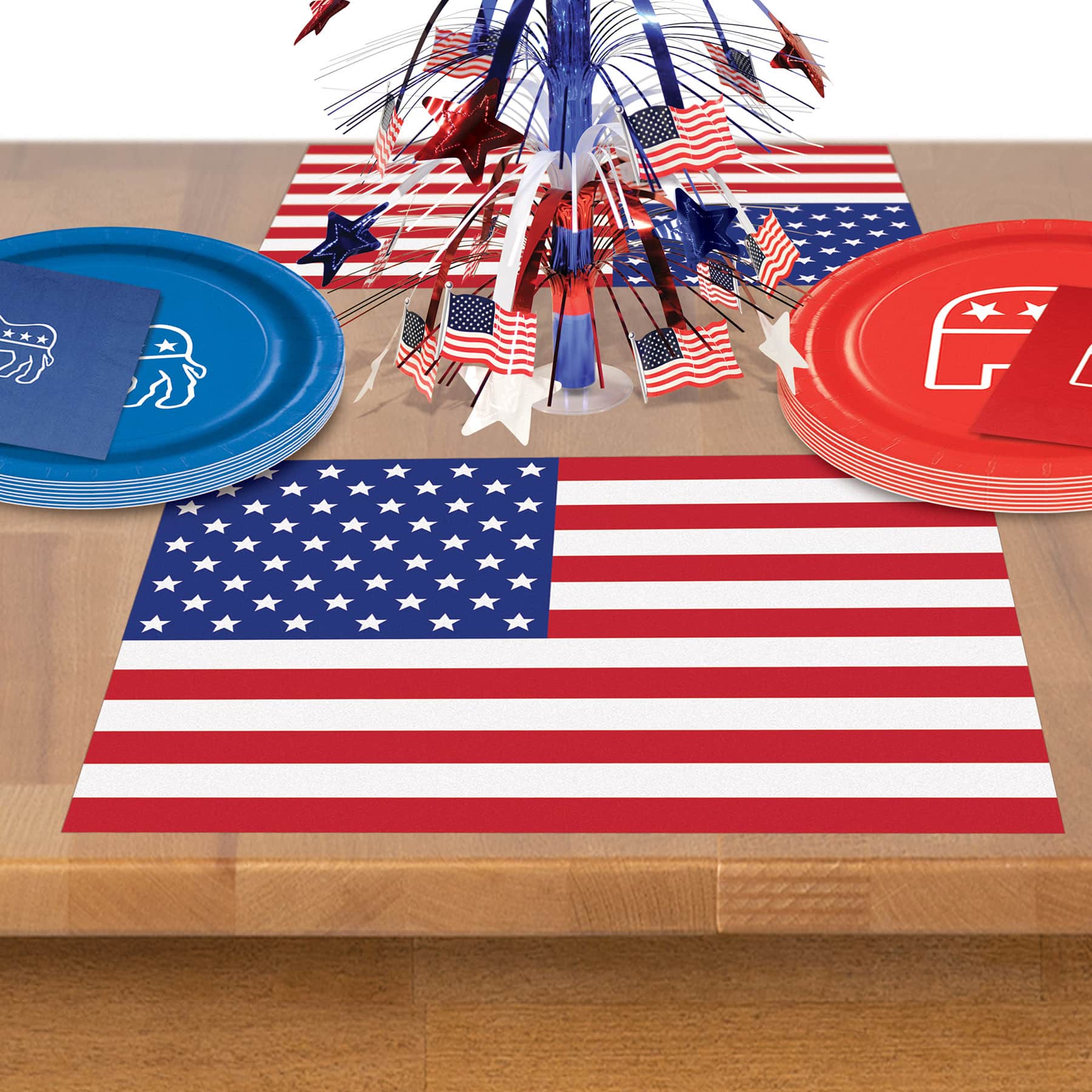 Beistle 10" x 13" Plastic American Flag Placemats, 4ct.