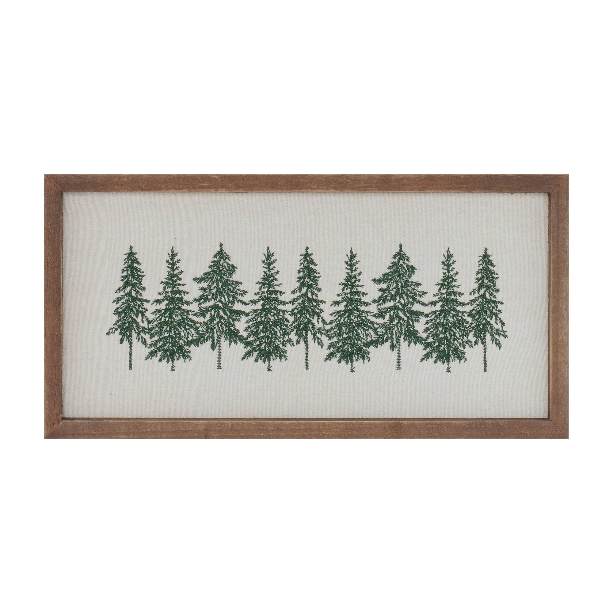 Melrose 16" x 8" Embroidered Pine Tree Wall Art
