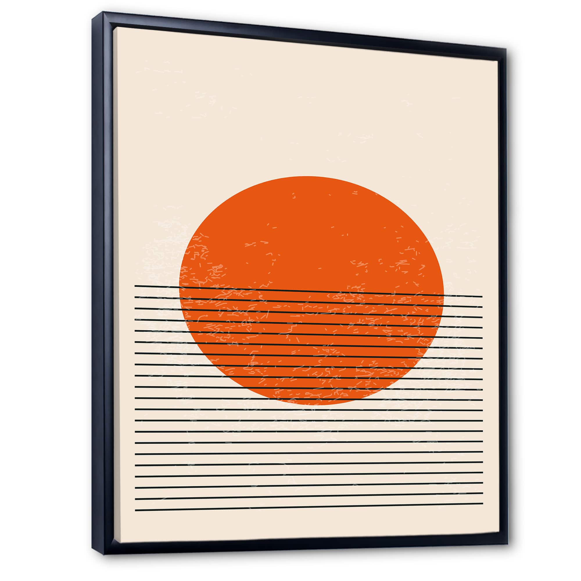 Designart - Minimal Geometric Compostions Of Elementary Forms XIII - Modern Canvas Wall Art Print in Black Frame