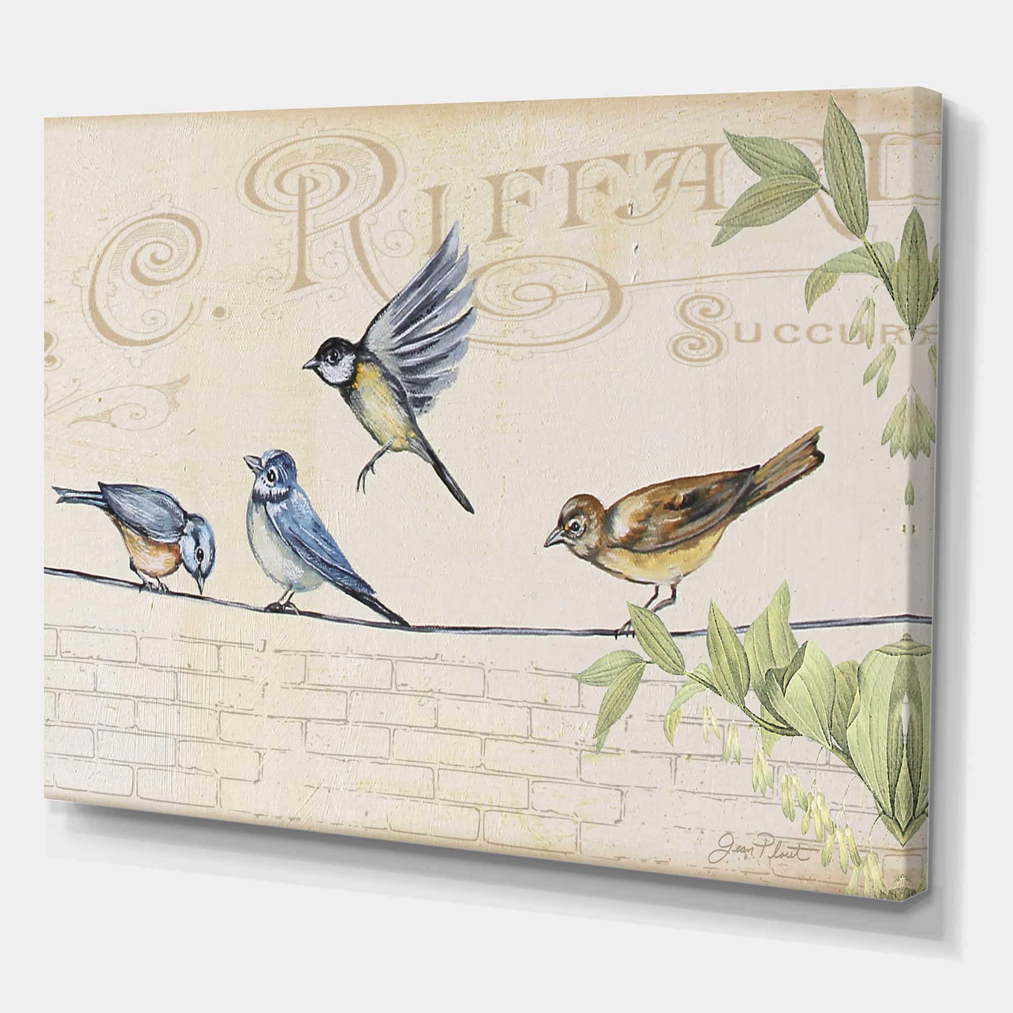 Designart - Birds Gathered On Wire Paris I - Cottage Canvas Artwork