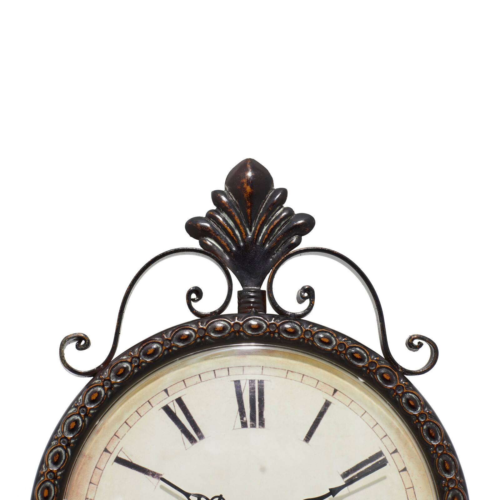 17" Brown Metal Rustic Clock