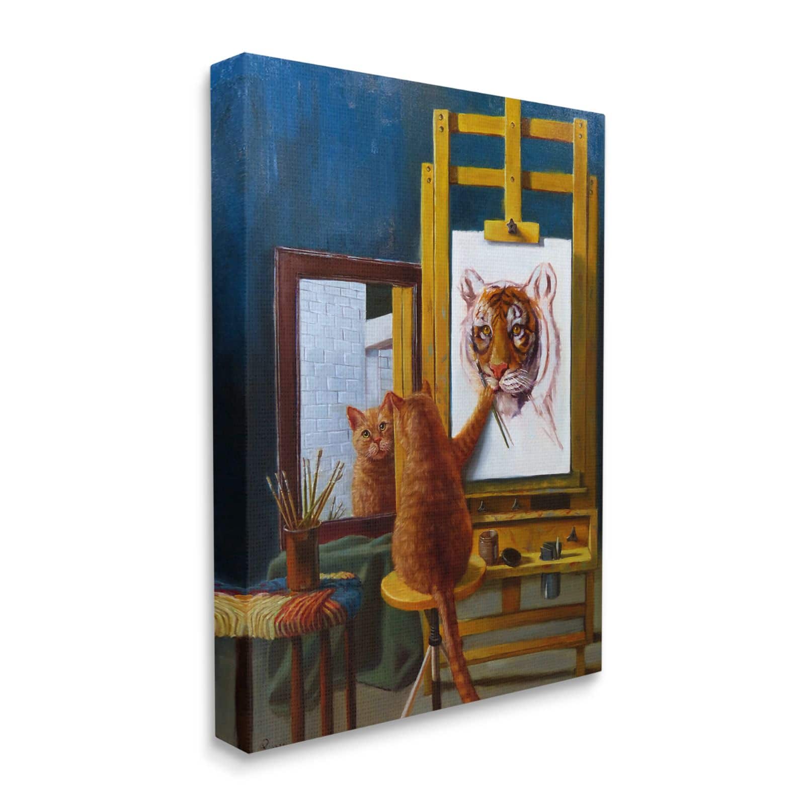 Stupell Industries Cat Confidence Self Portrait as a Tiger Funny Painting Canvas Wall Art
