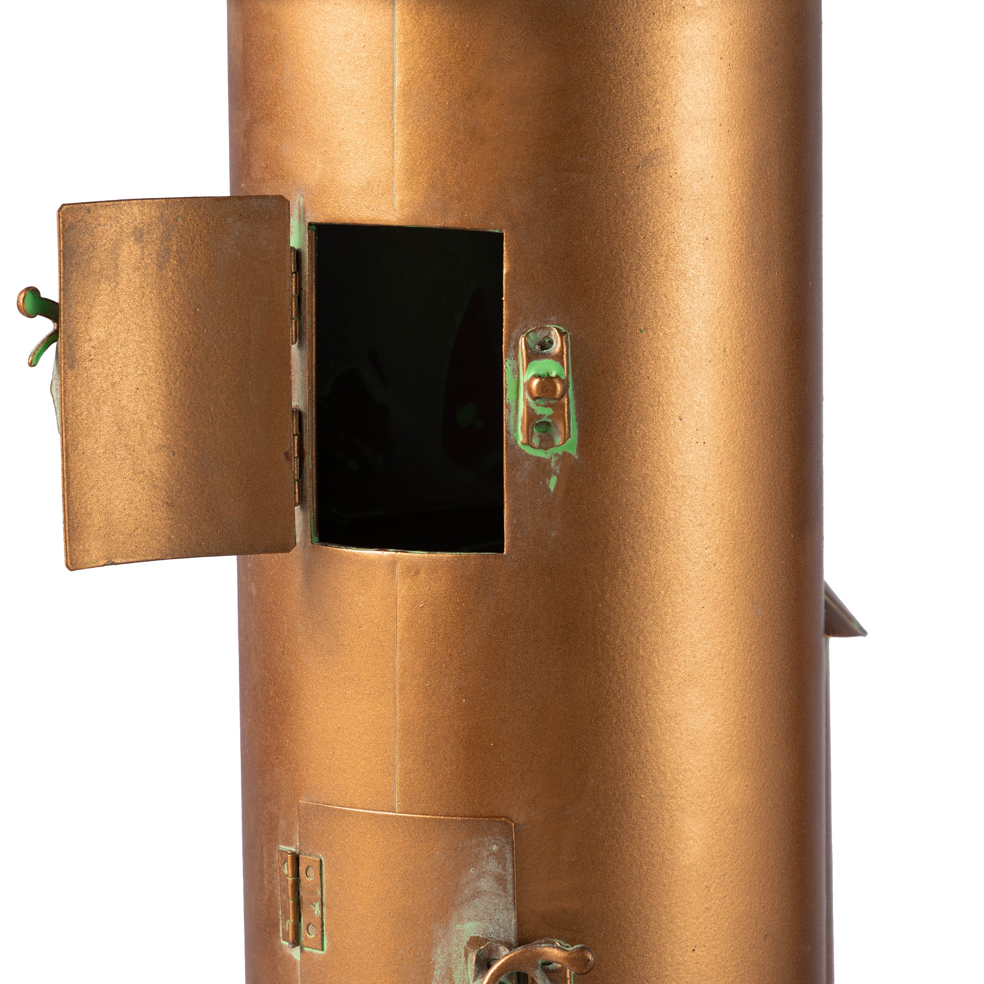 Glitzhome® 53" Farmhouse Faux Copper 2-Tiered Metal Garden Birdhouse with Stake