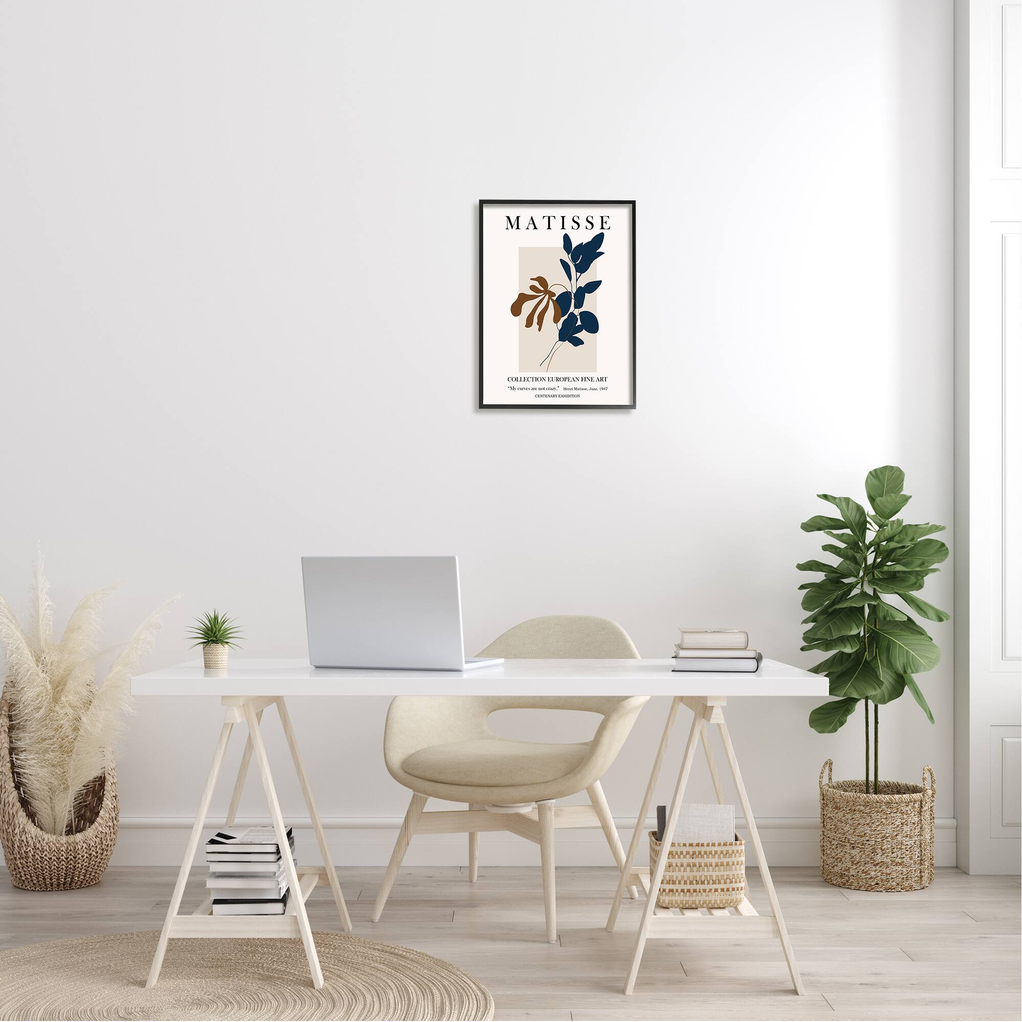 Stupell Industries Bold Modern Botanicals Leaf Silhouettes Matisse Text Framed Giclee Art