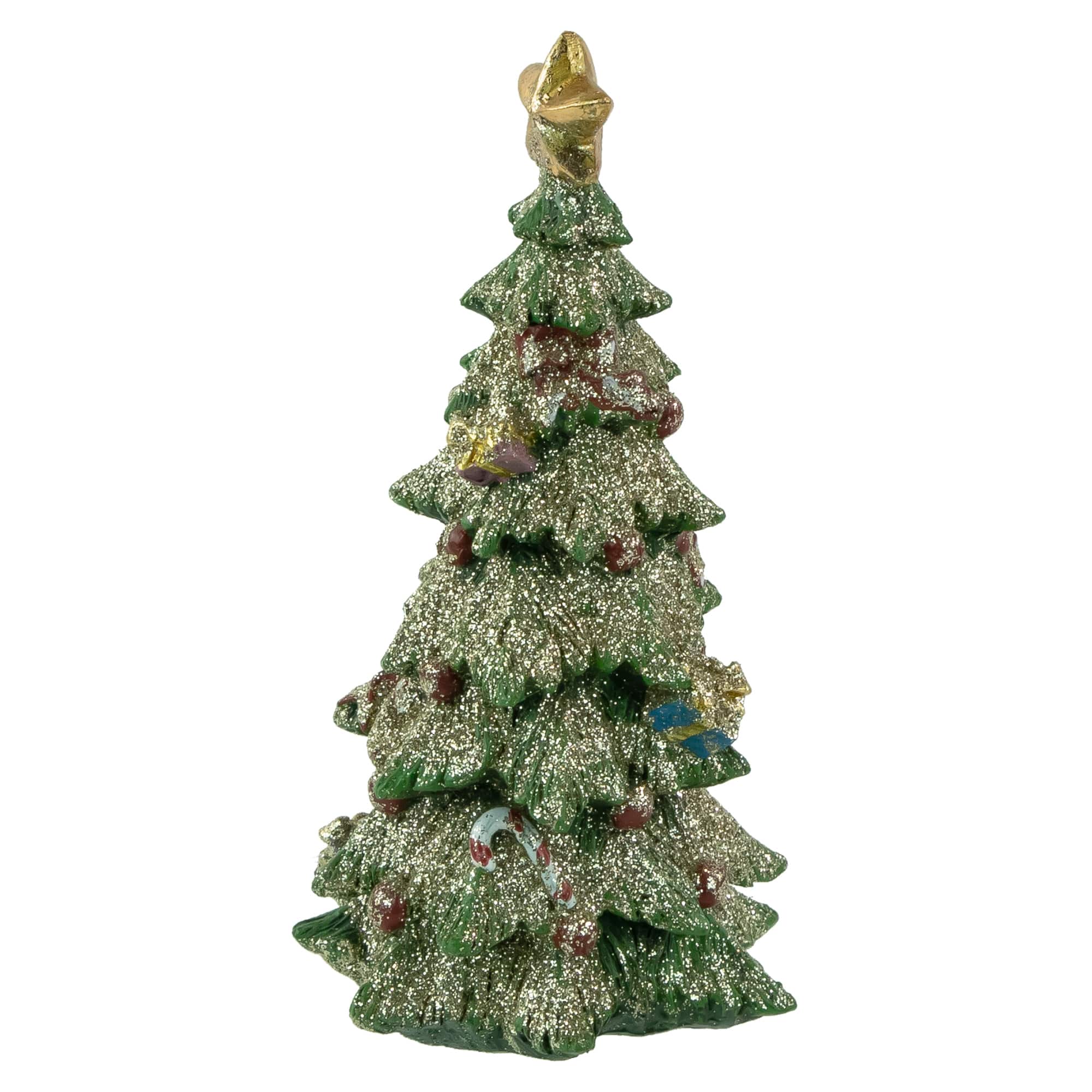 6.75" Glittered Berries & Bows Decoration Tabletop Christmas Tree