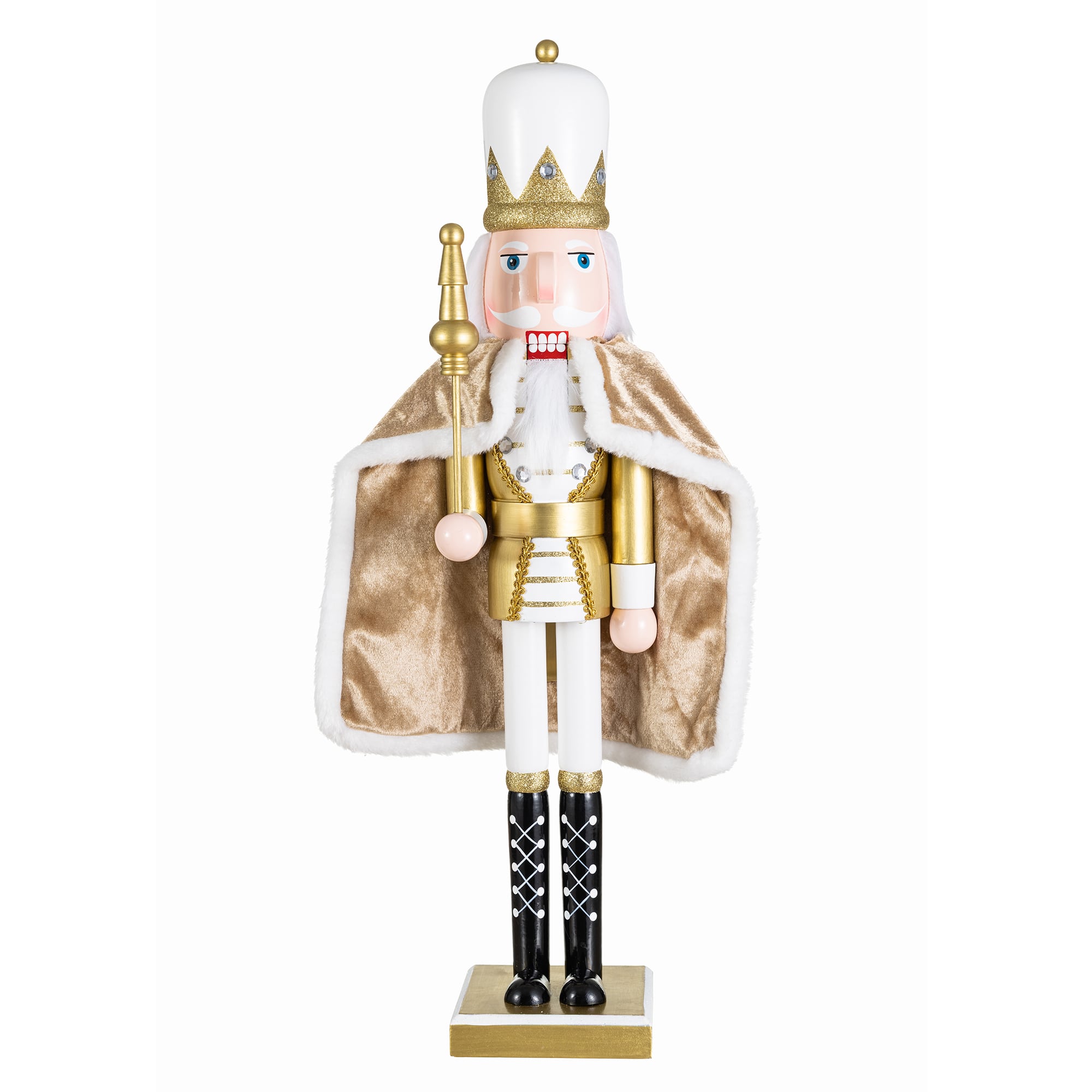 Glitzhome® 24" Wooden Christmas Gold King Nutcracker