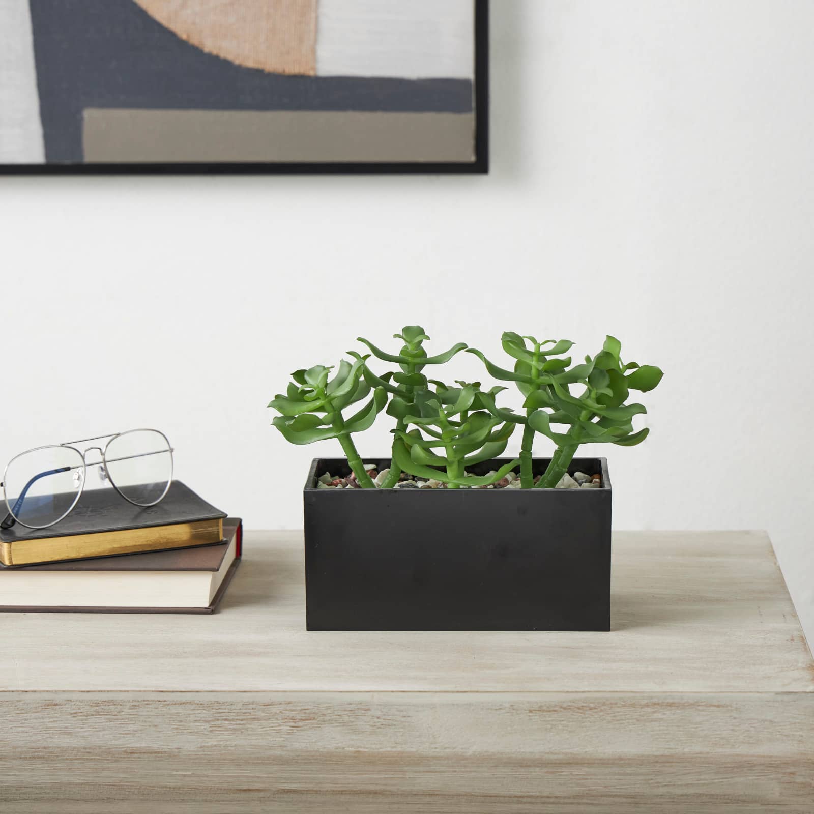 10" Green Foliage Artificial Plant with Black Pot