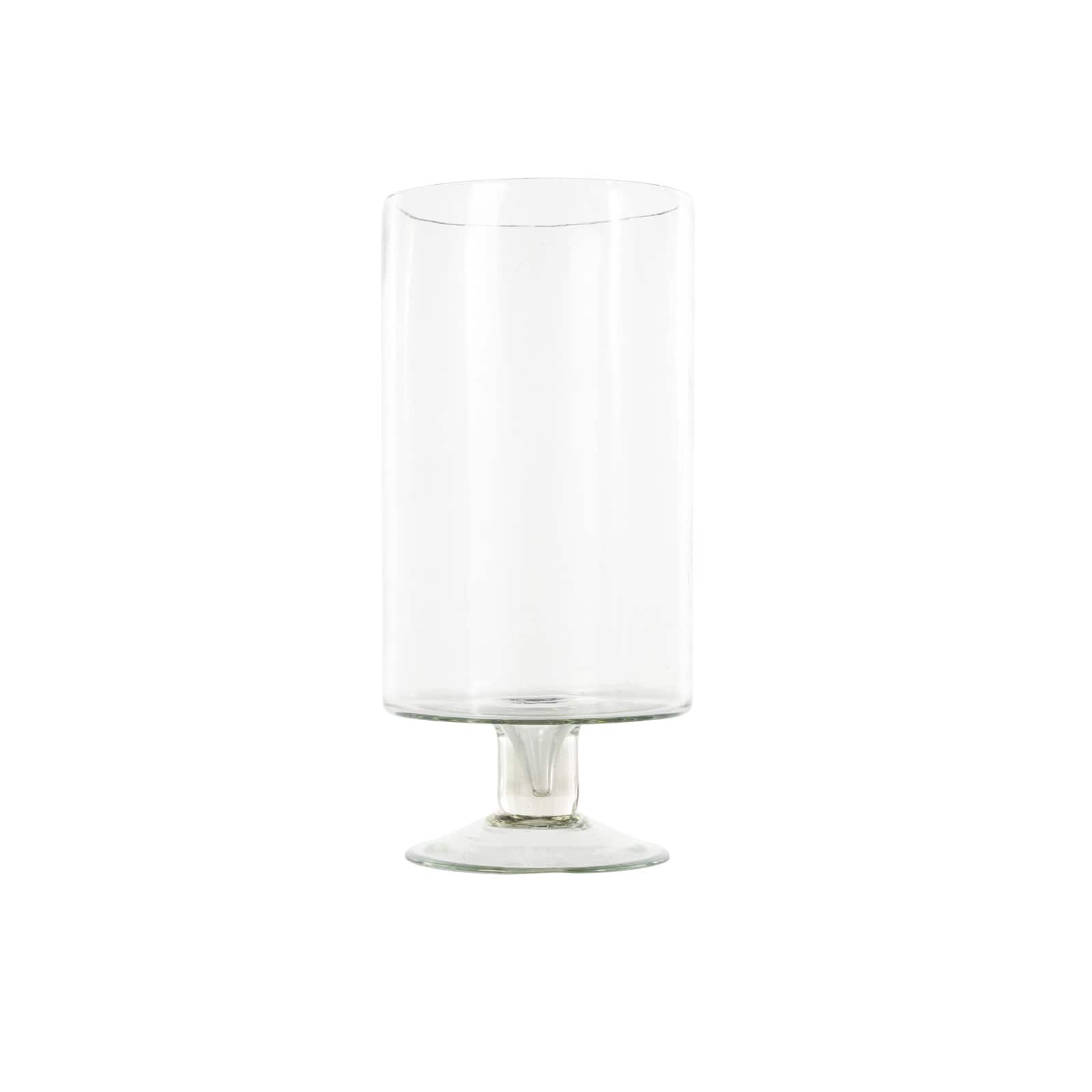 13" Clear Glass Hurricane Candle Holder with Elevated Base