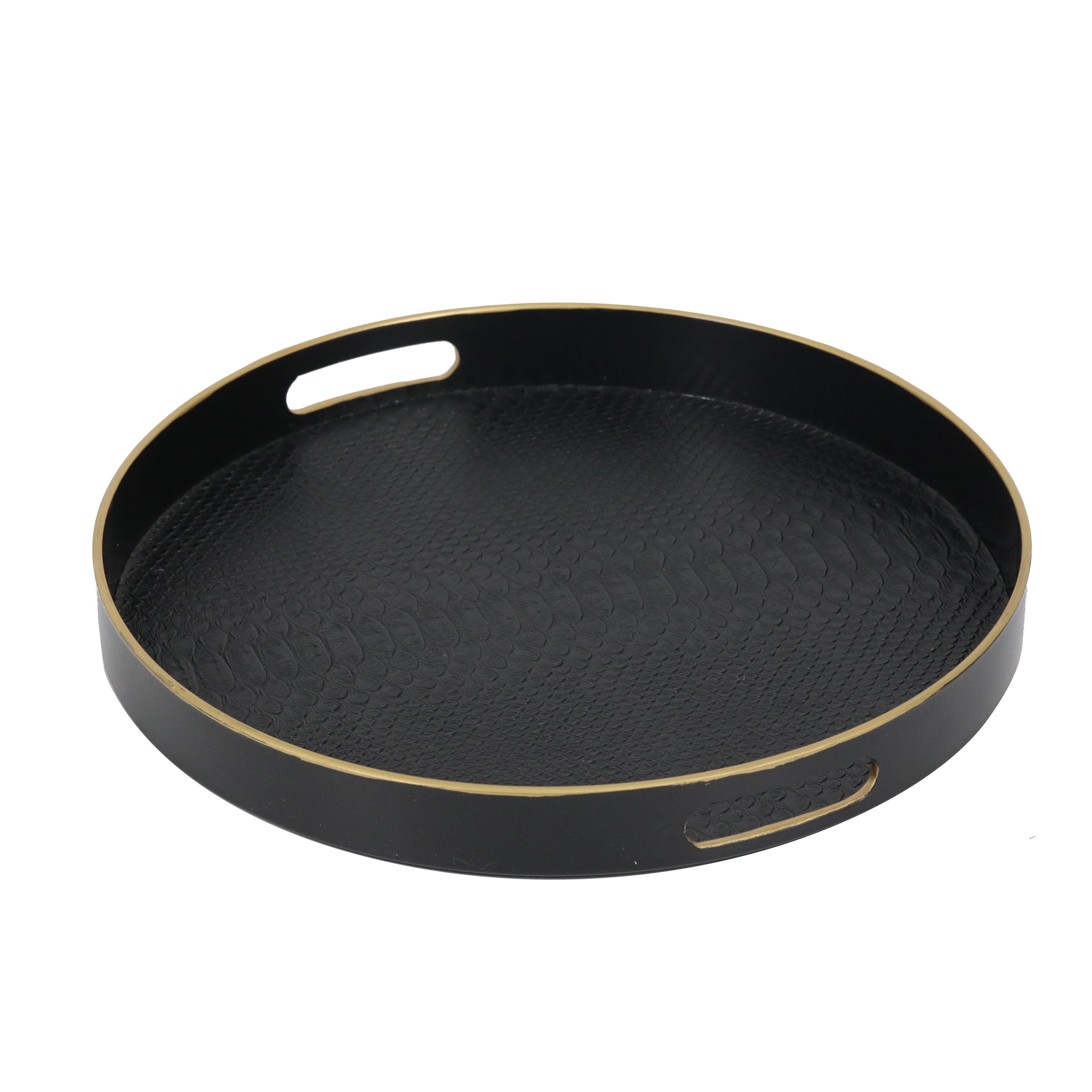 13.5" Black Faux Crocodile Decorative Tray by Ashland®