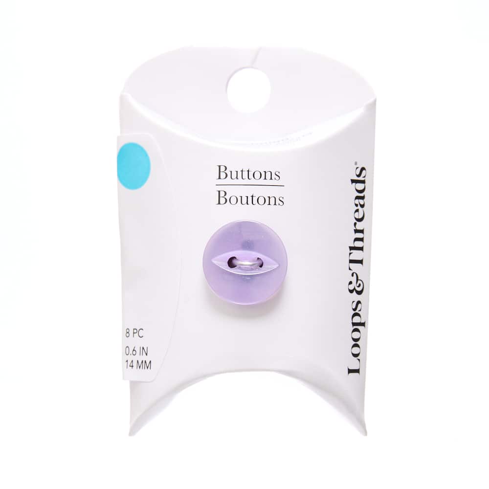 14mm Lilac Fisheye Round Basic Buttons, 8ct. by Loops & Threads®