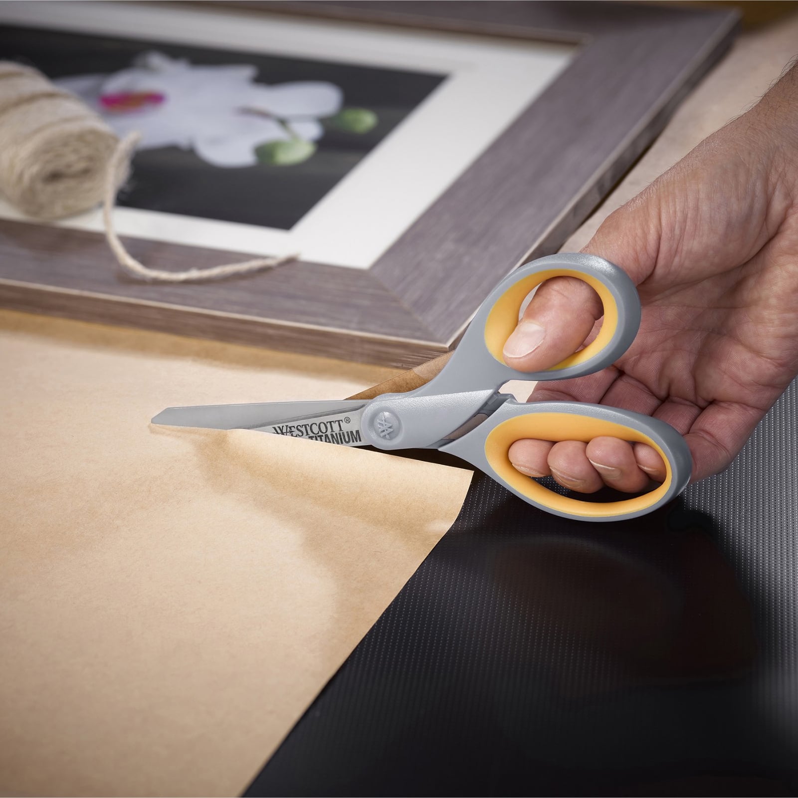Westcott® 8" Gray & Yellow Soft Grip Titanium Bonded Straight Scissors, 2ct.