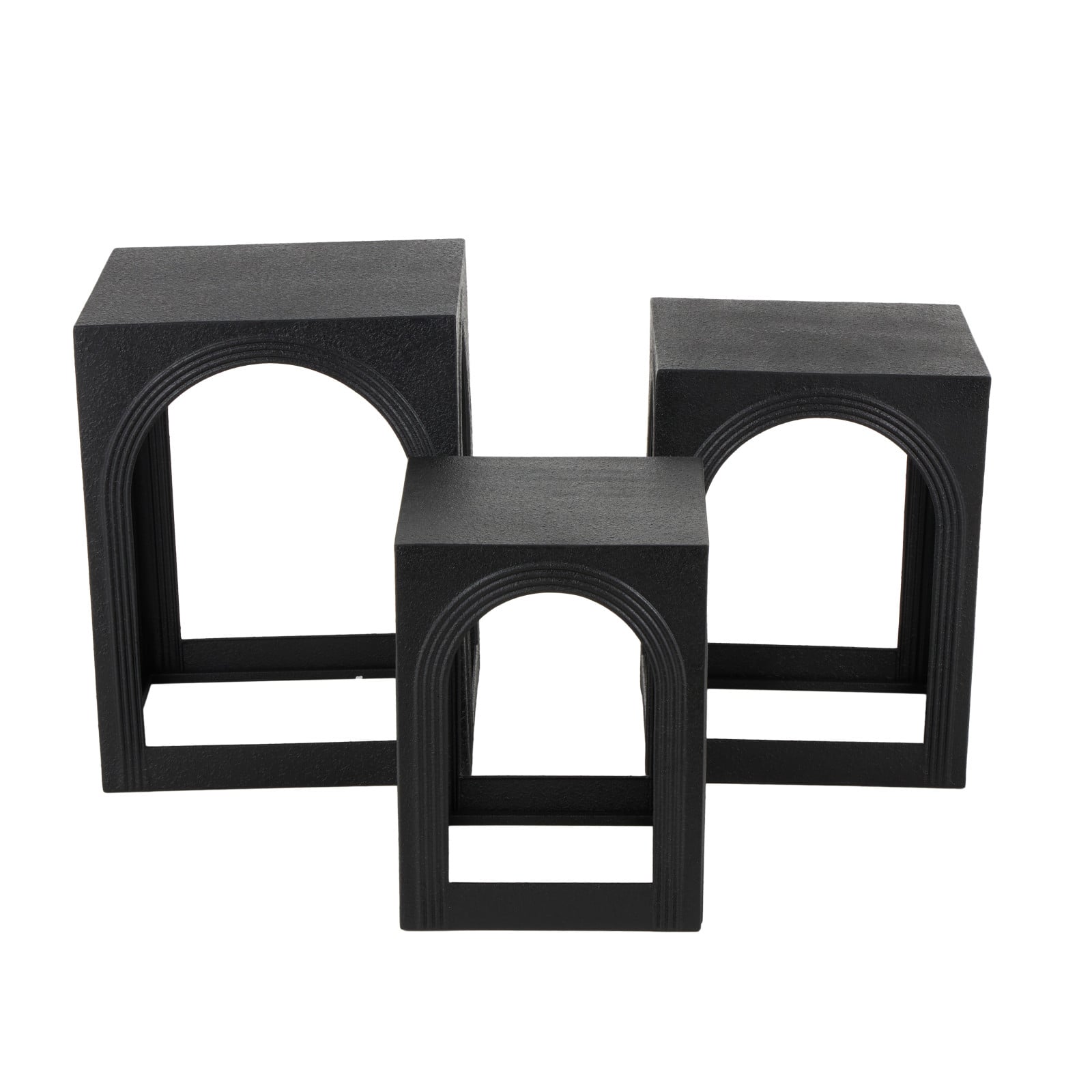 Metal Nested Accent Table with Small Arched Cutouts Set