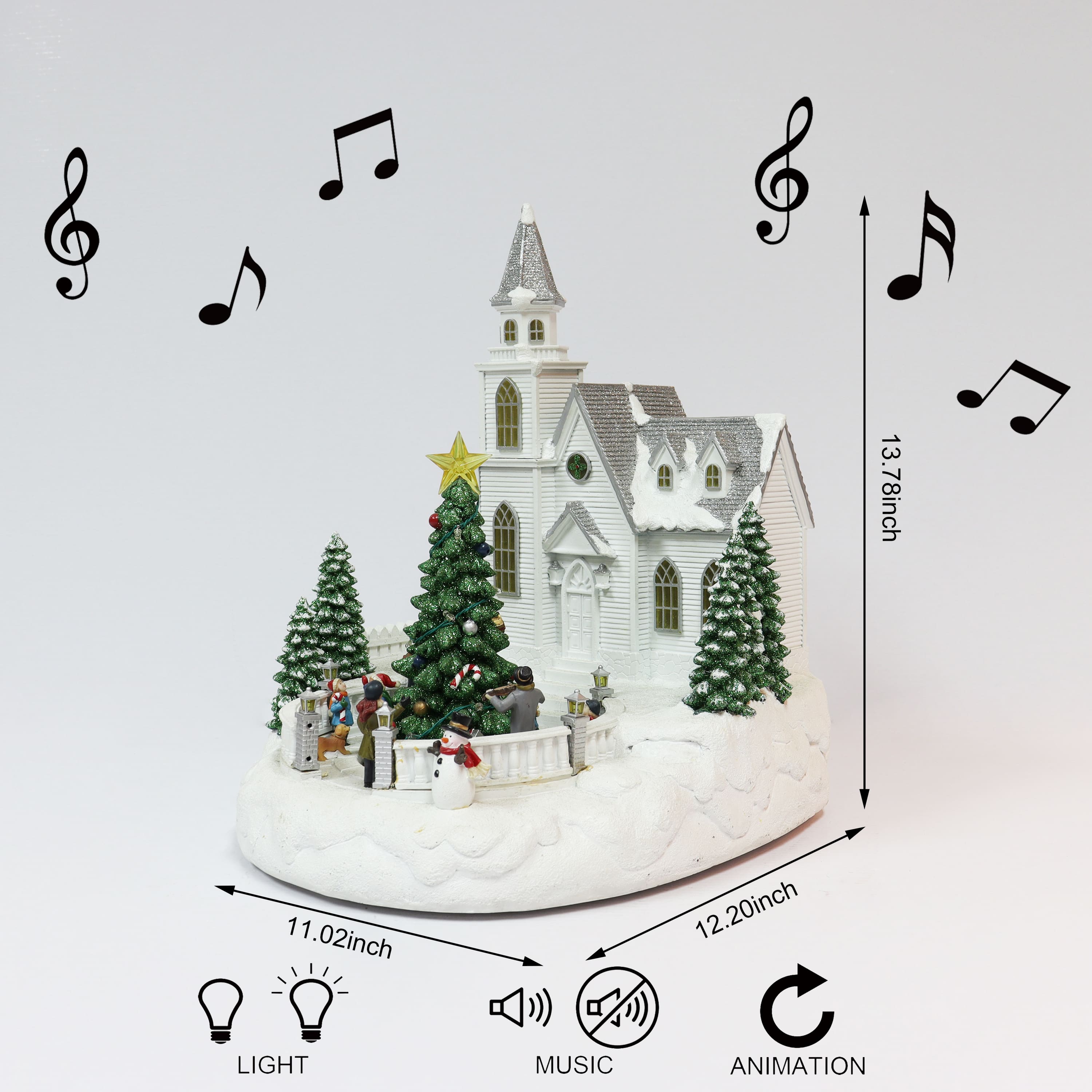 Moments in Time 14” Animated Snowy White Christmas Church
