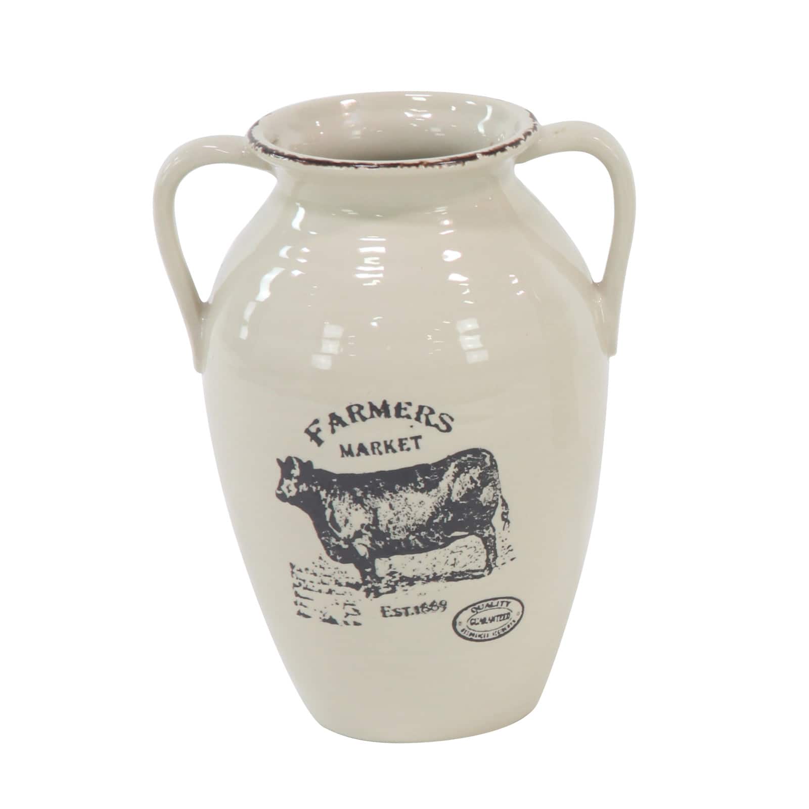 Set of 3 White Porcelain Farmhouse Vase, 8" x 10"
