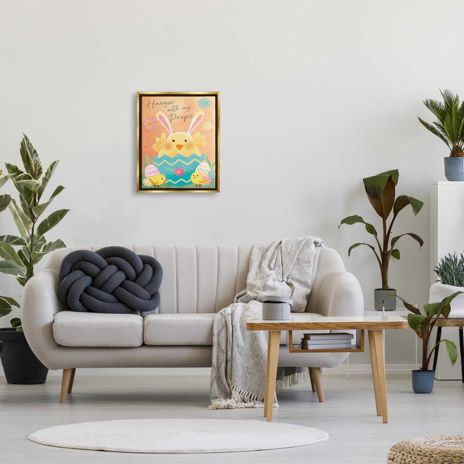 Stupell Industries Hangin' With My Peeps Easter Egg Chicks Floater Framed Art