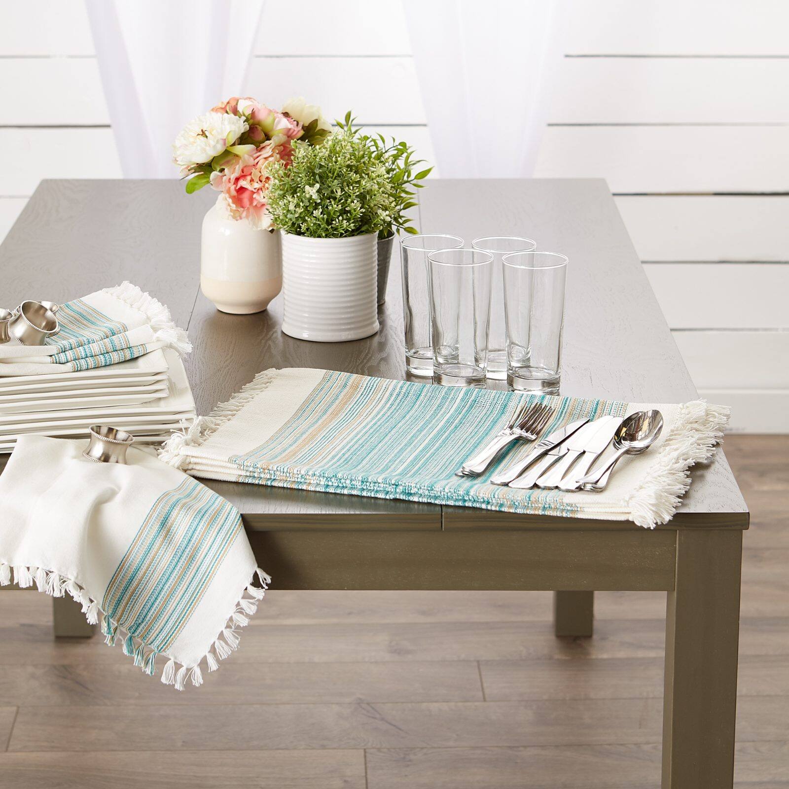 DII® 13" x 20" Fringed Striped Tabletoppers, 6ct.