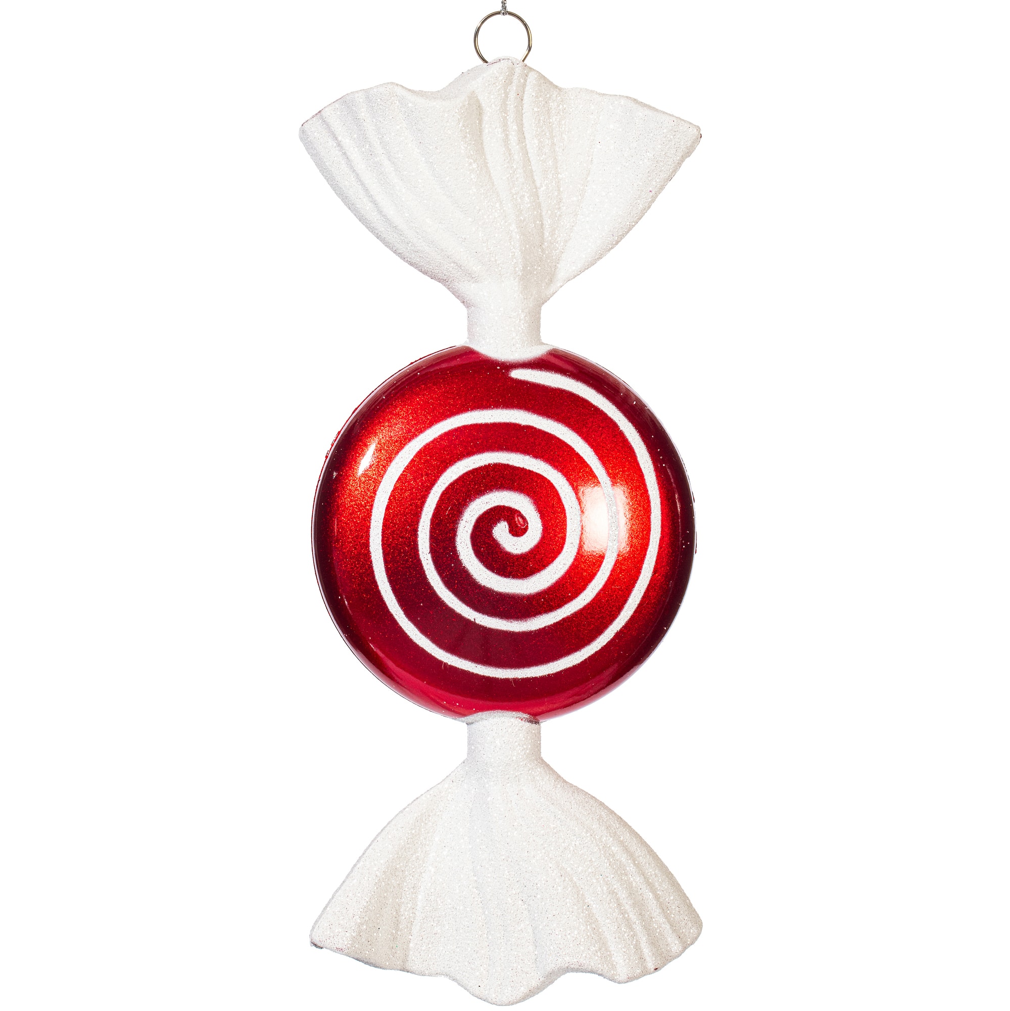 Vickerman 7" Red & White Flat Candy Christmas Ornament Box