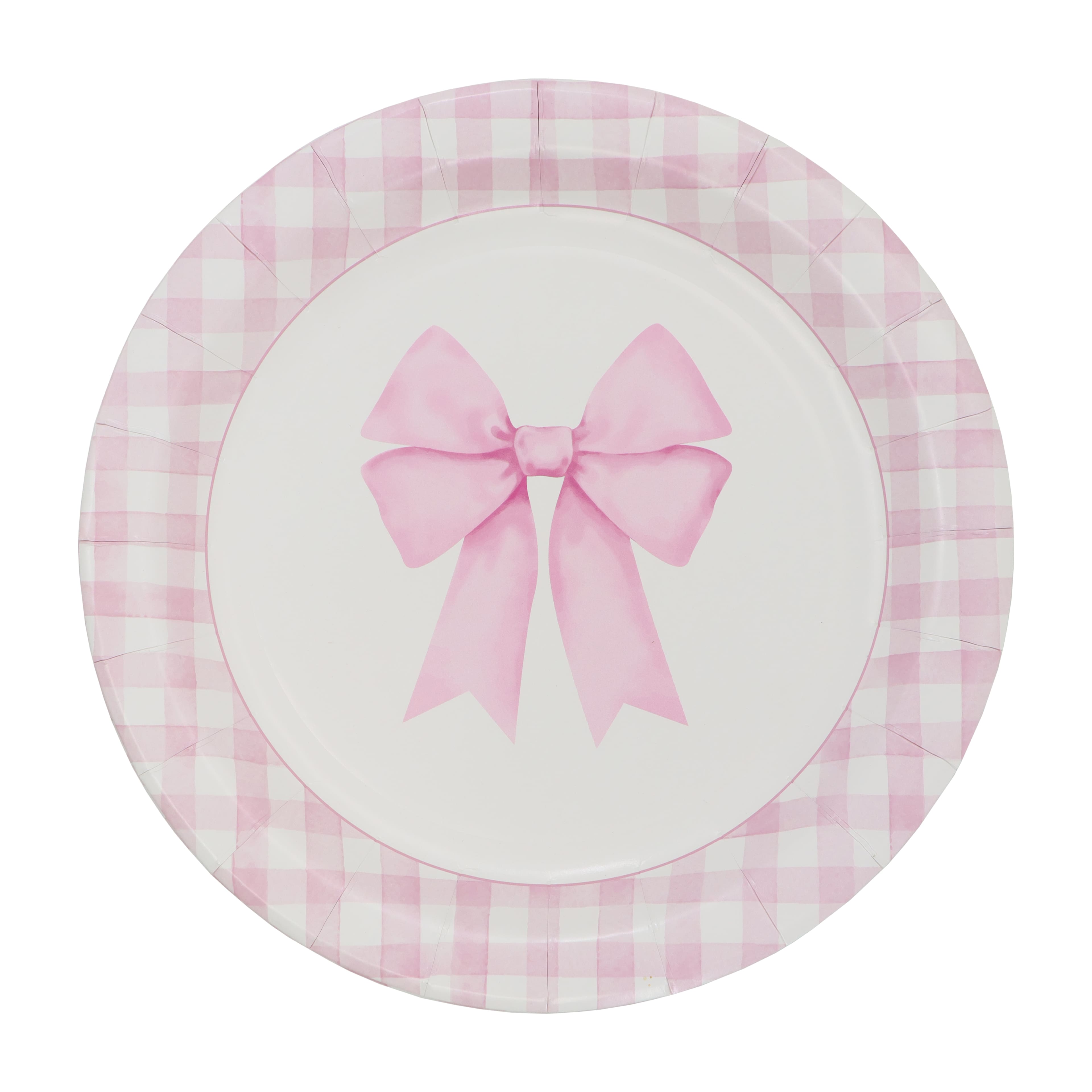 12 Packs: 10 ct. (120 total) 9" Pink Bow & Gingham Dinner Plates by Celebrate It™