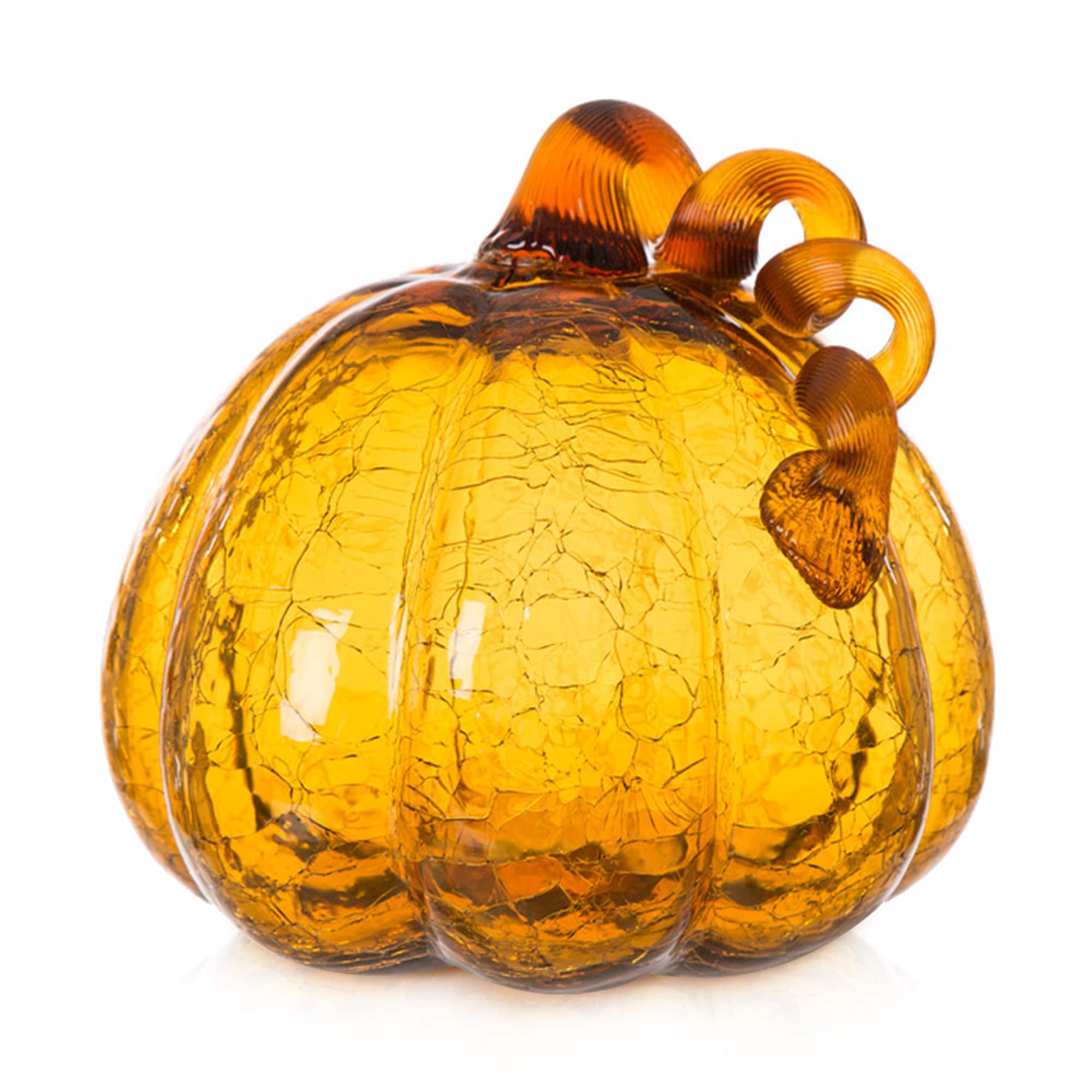 Glitzhome® Crackle Glass Pumpkin, Amber