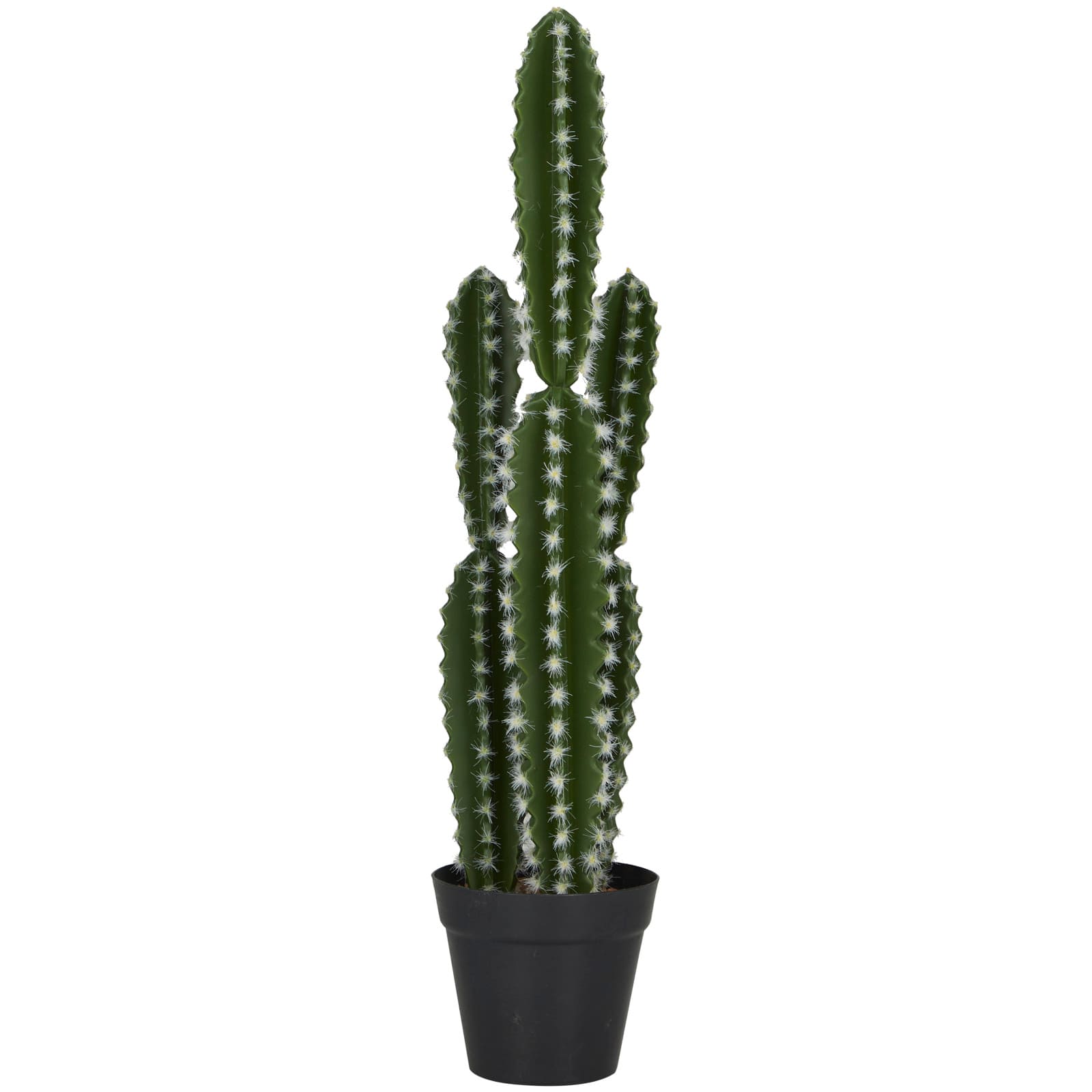 23" Green Faux Foliage Cactus Artificial Plant With Black Round Pot