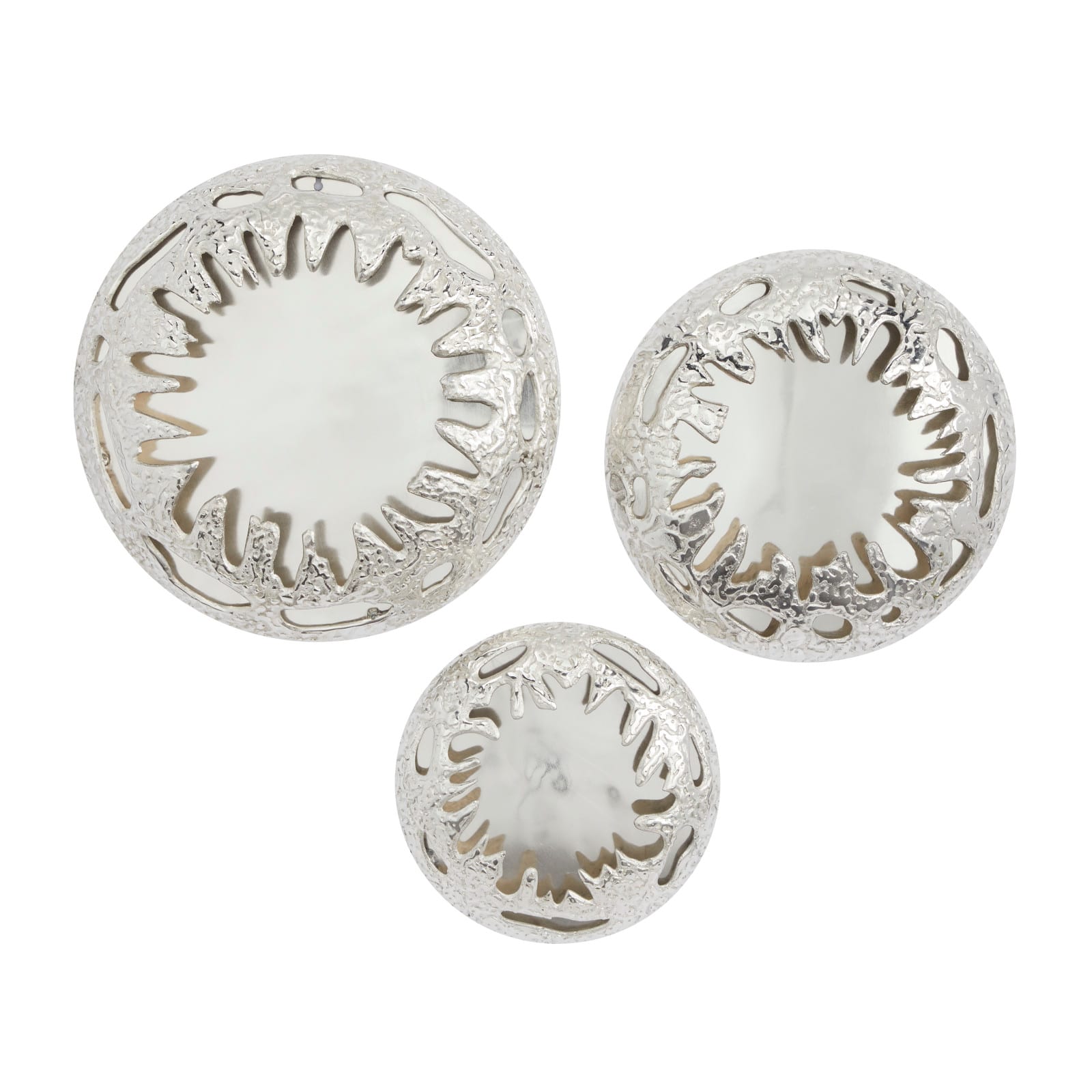 Set of 2 Silver Aluminum Contemporary Wall Decor, 21" x 21" x 4"