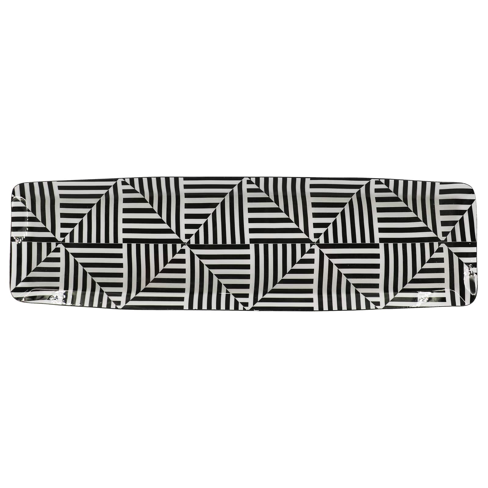 Jonathan Adler x Michaels 4.25" x 15" Black & White Geometric Metal Tray