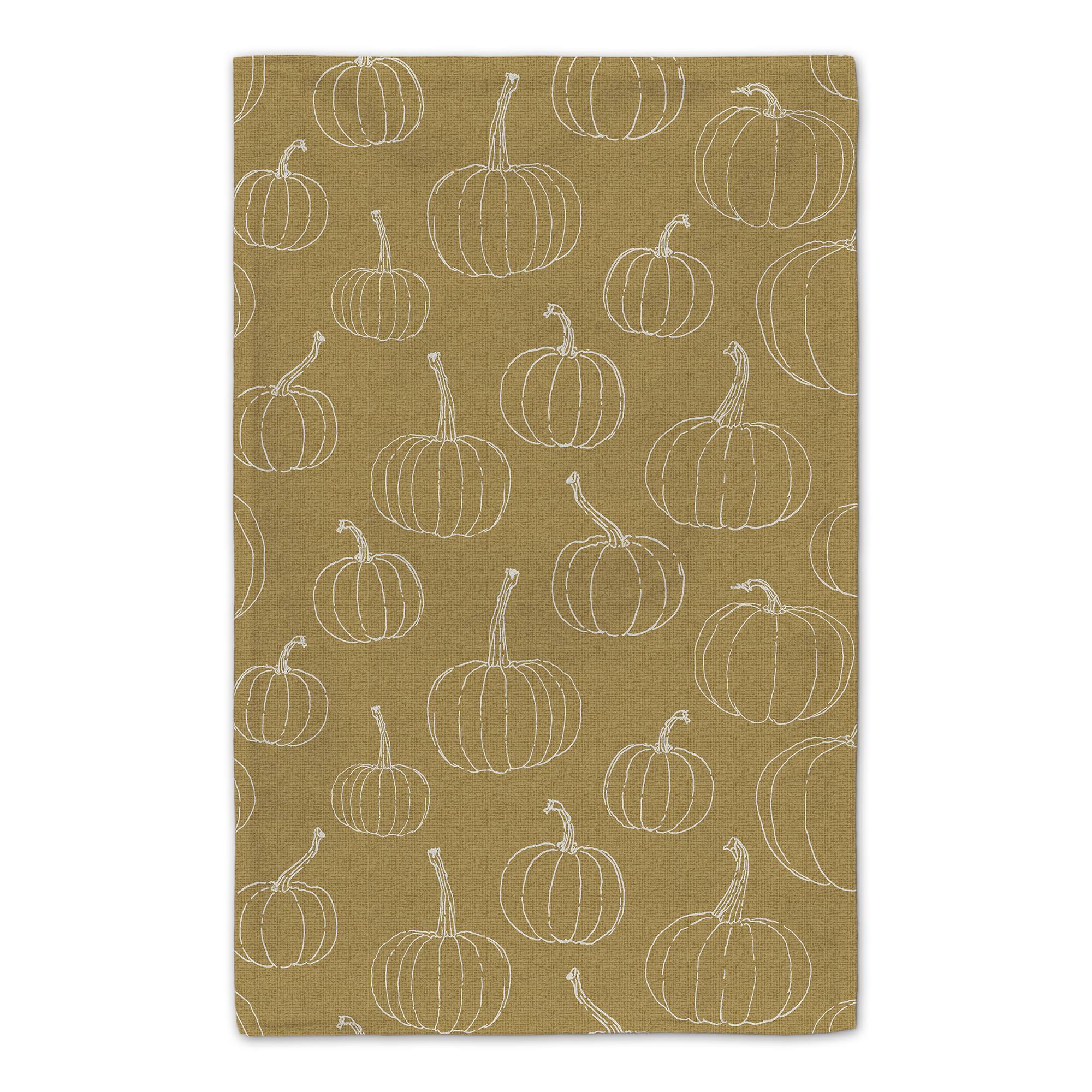 Grateful Hearts Mustard Pumpkin Tea Towel Set