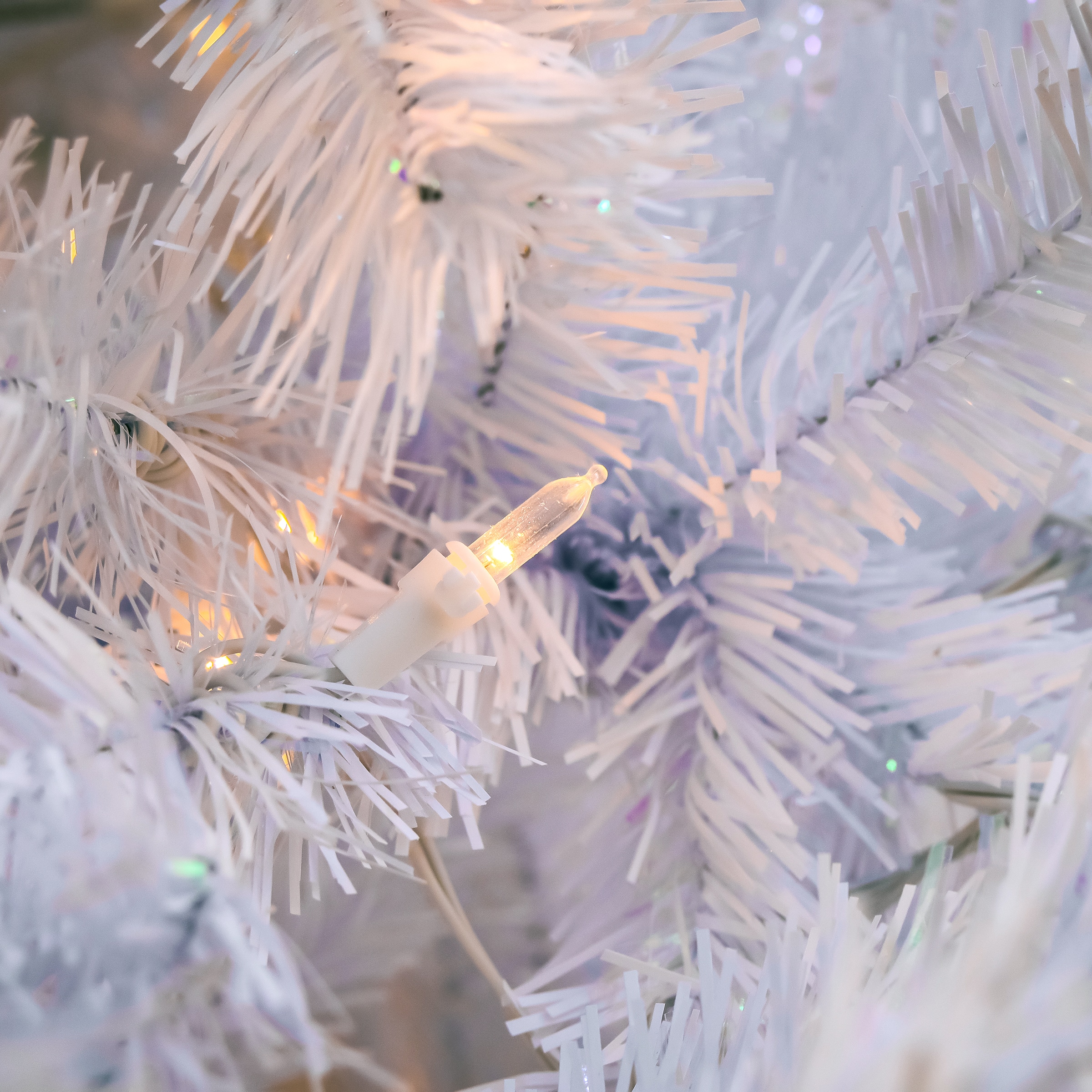 6.5ft. Pre-Lit White Artificial Christmas Tree, Warm White LED Lights