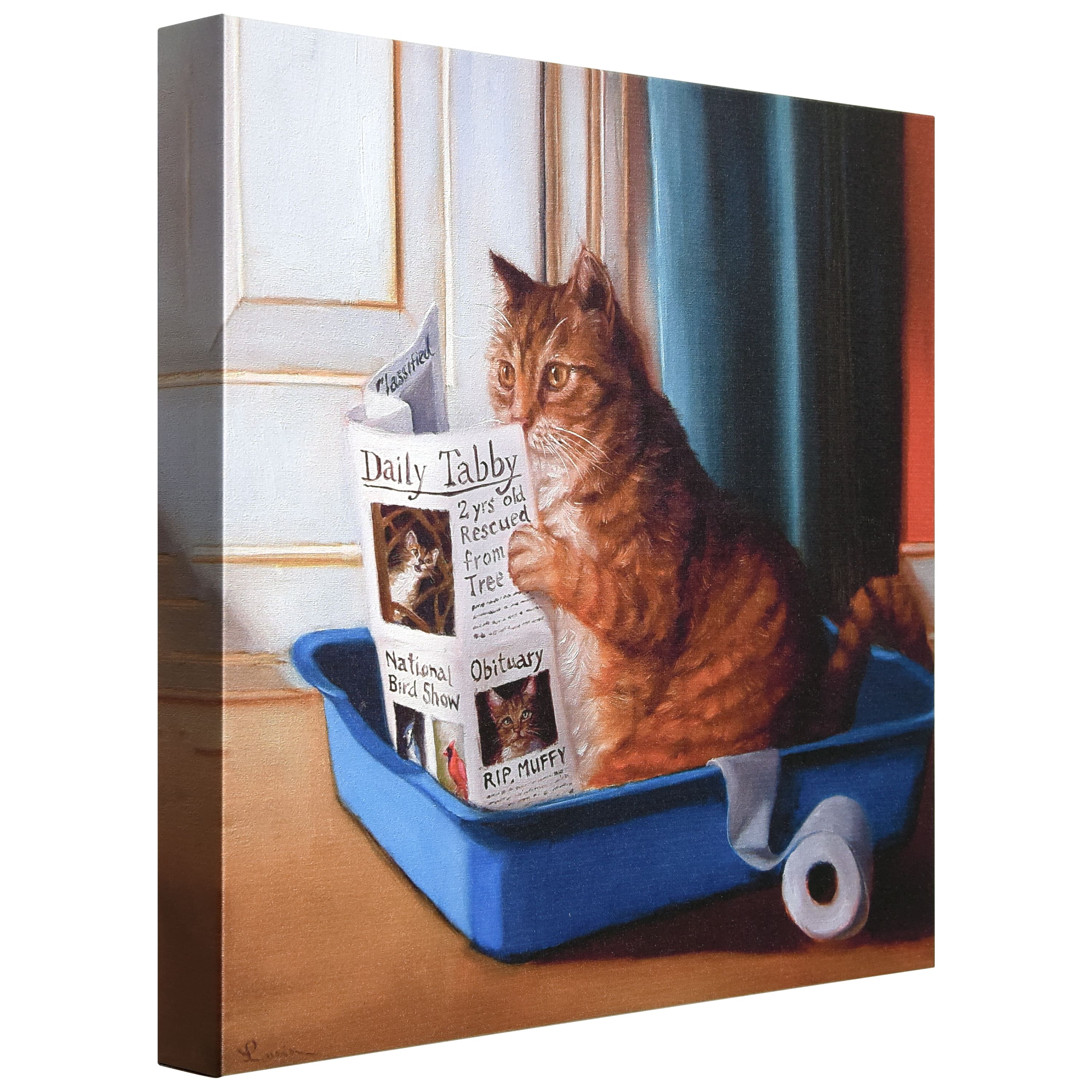 Empire Art Direct 18" x 18" Cat on a Throne Graphic Art Print on Gallery Wrapped Canvas Wall Art
