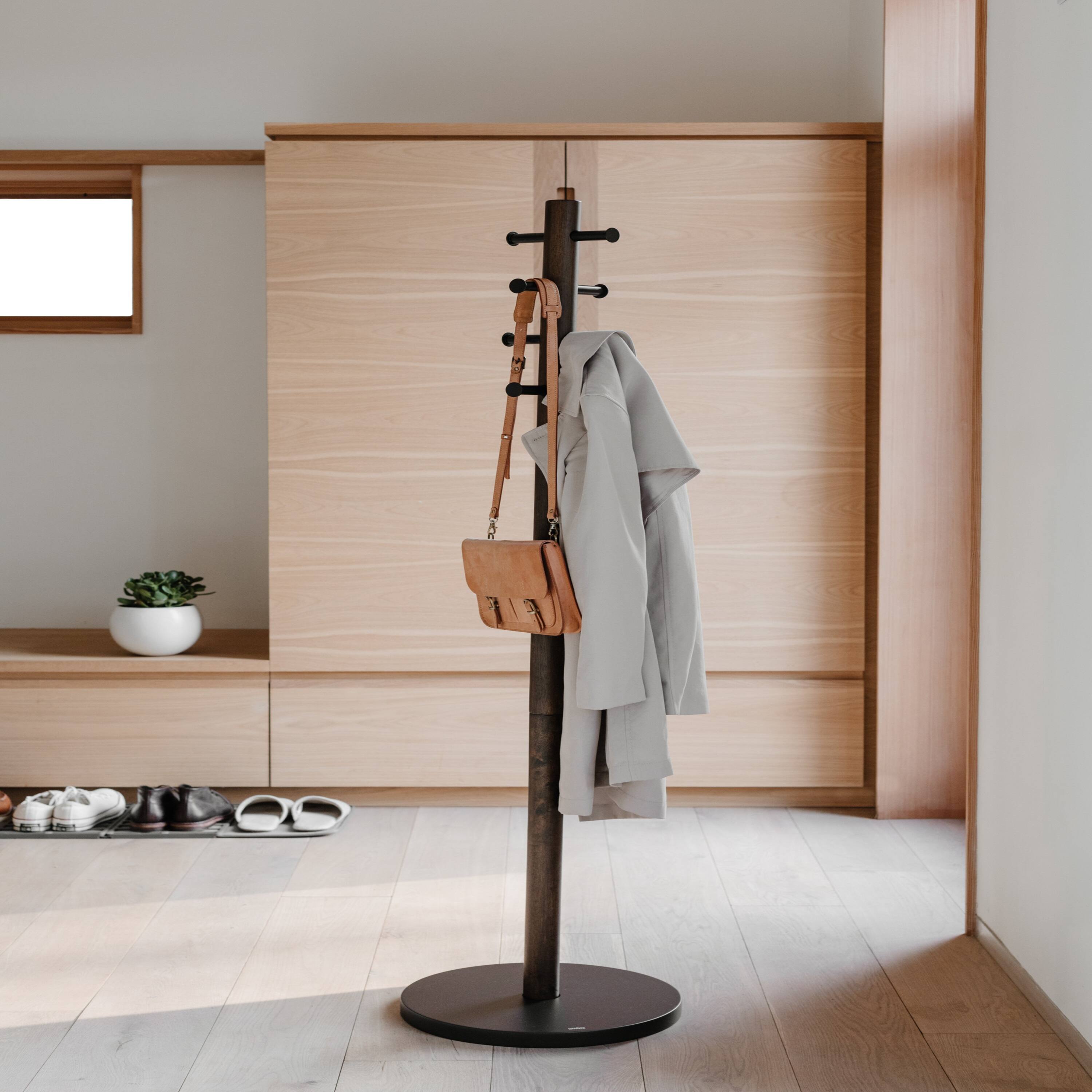Umbra 66" Black & Walnut Pillar Coat Rack
