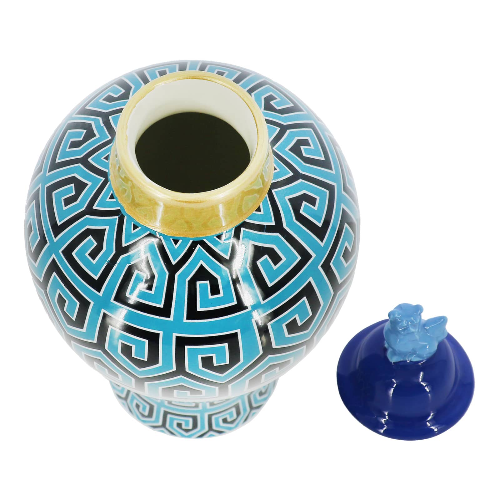 Jonathan Adler x Michaels 12" Blue & Black Greek Key Tabletop Urn with Lid