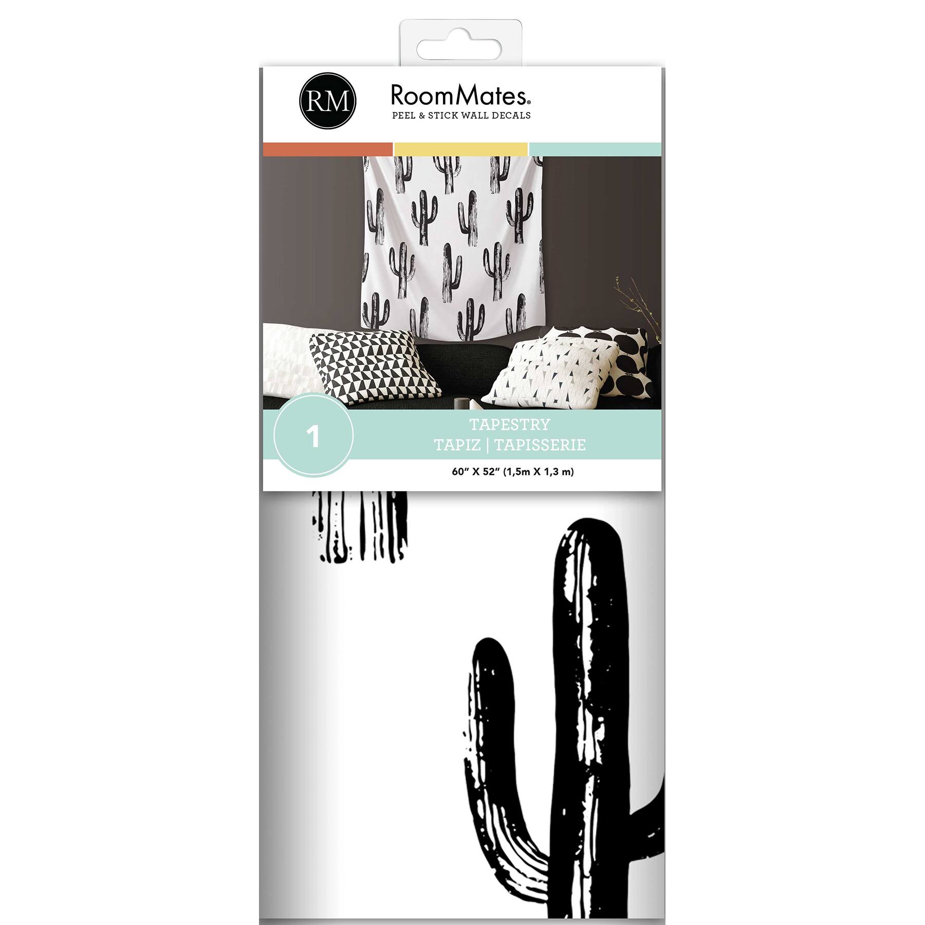 RoomMates Black & White Cactus Tapestry