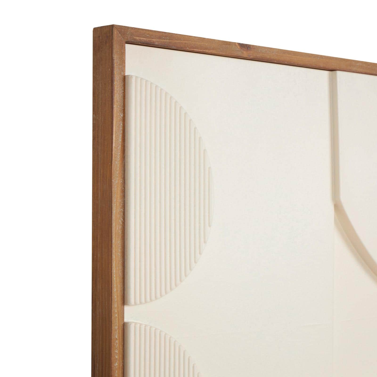 Wall Décor Cream Wood Geometric Design with Brown Wood Frame