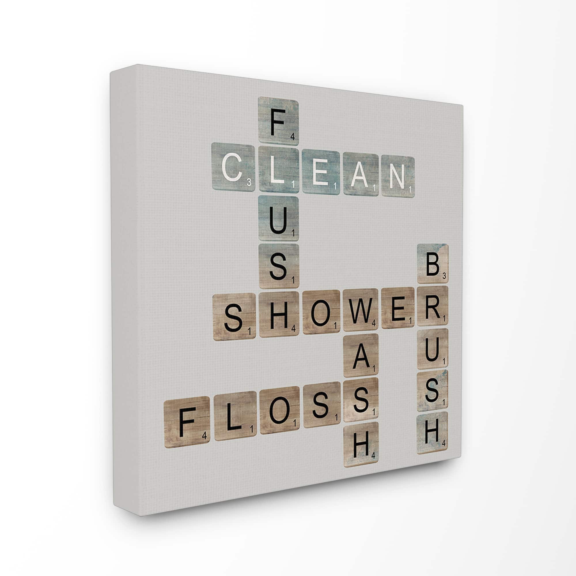 Stupell Industries Scrabble Bathroom Illustration Canvas Wall Art